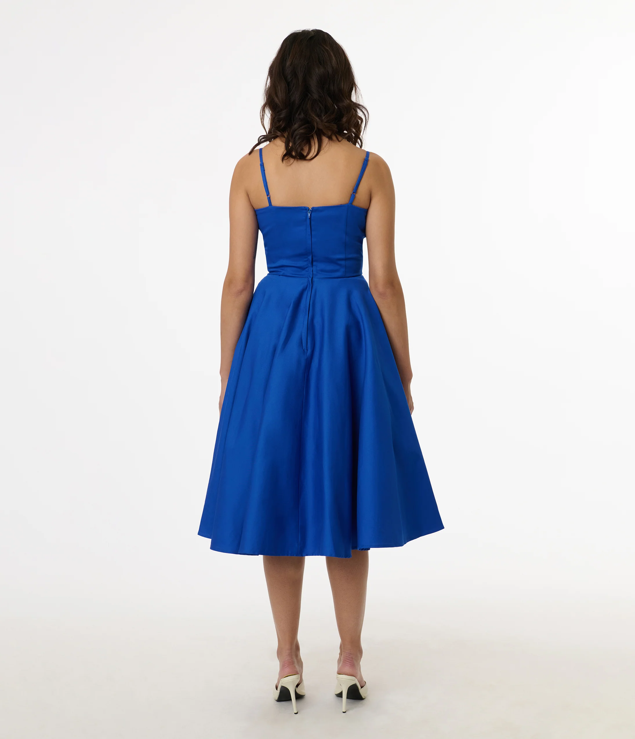 1950s Cobalt Blue Cotton Swing Dress - Image 2