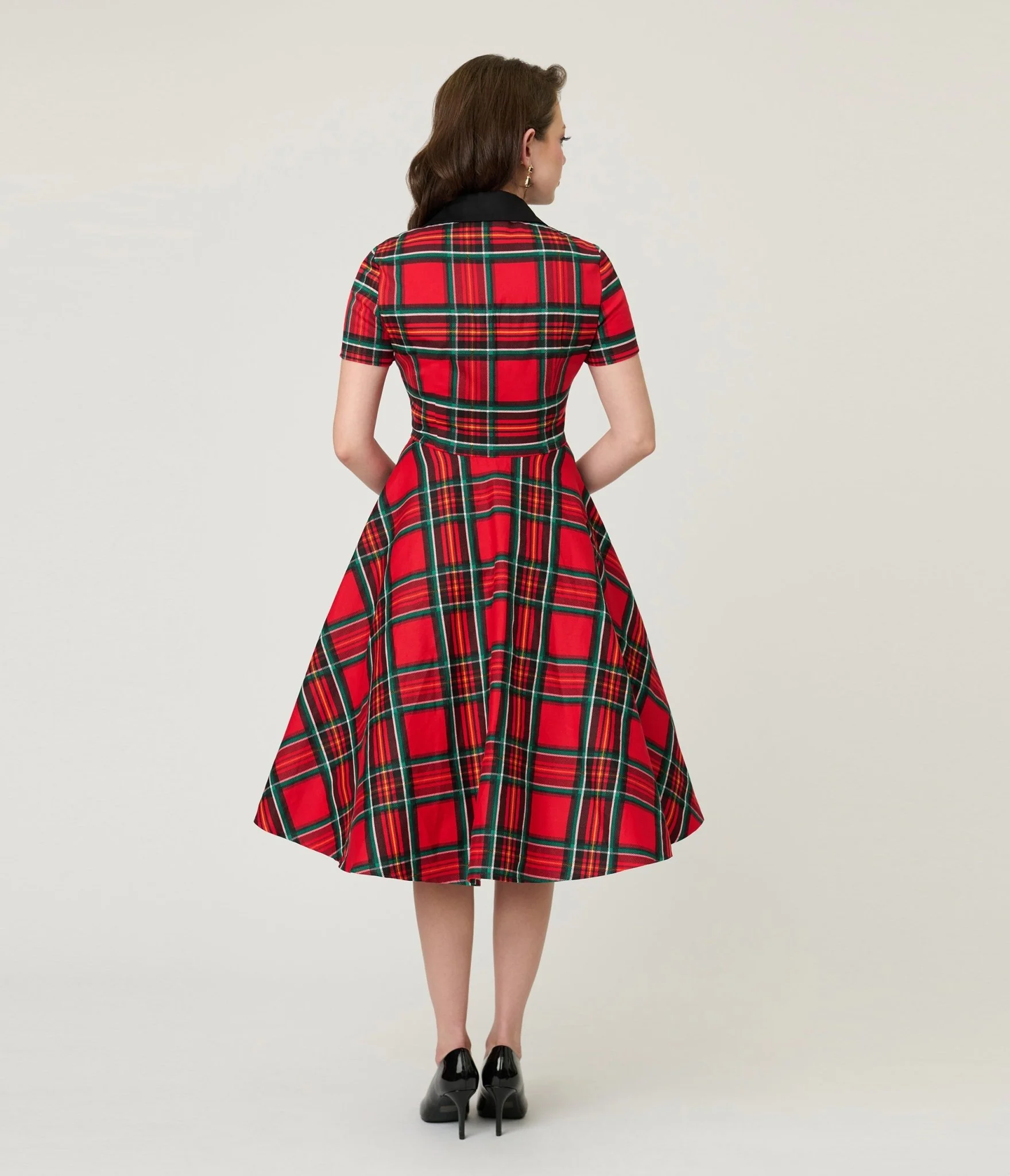 1950s Red Tartan Plaid Cotton Swing Dress - Image 2
