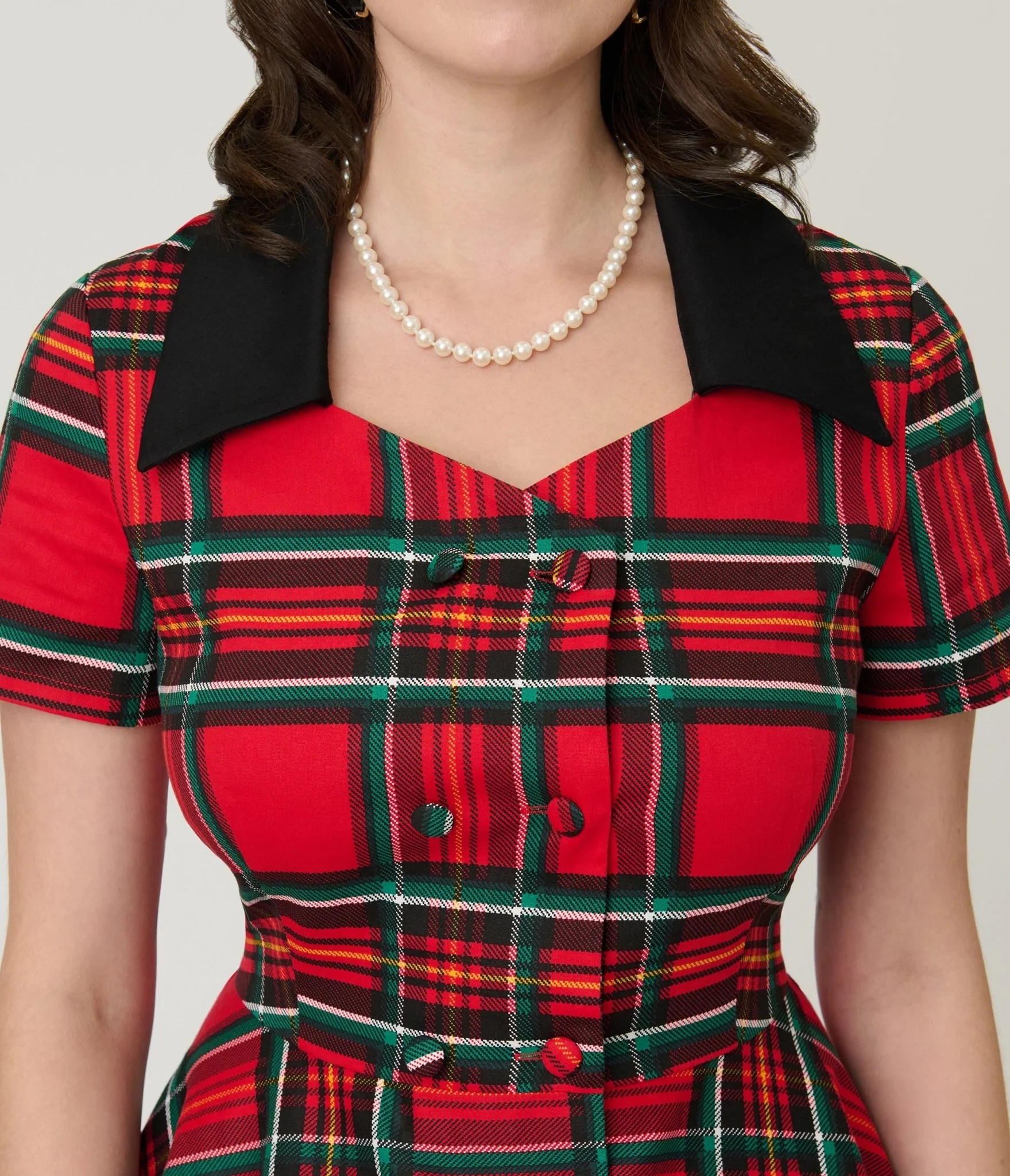 1950s Red Tartan Plaid Cotton Swing Dress - Image 5