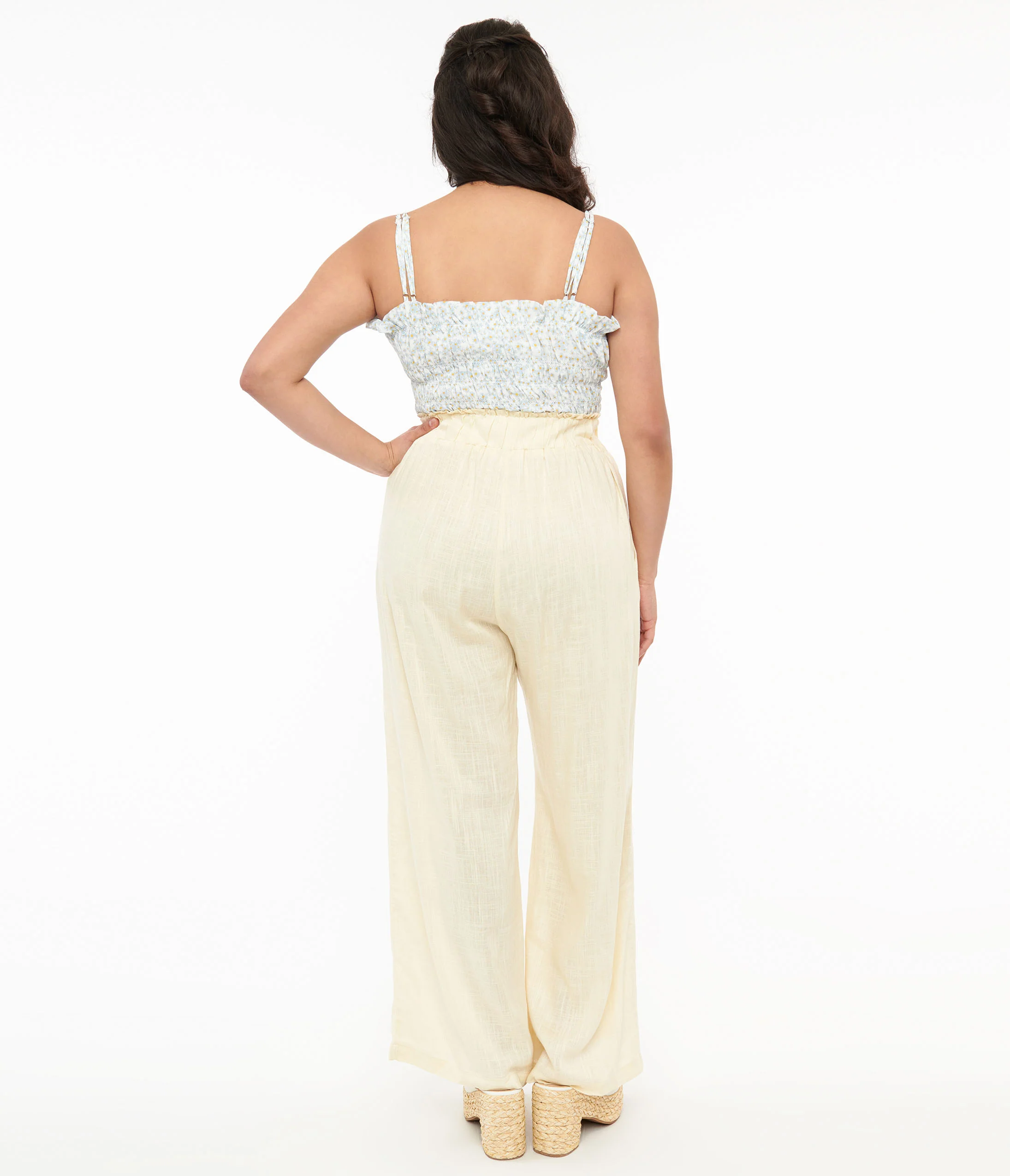 1970s Ivory Wide Leg Pants - Image 3