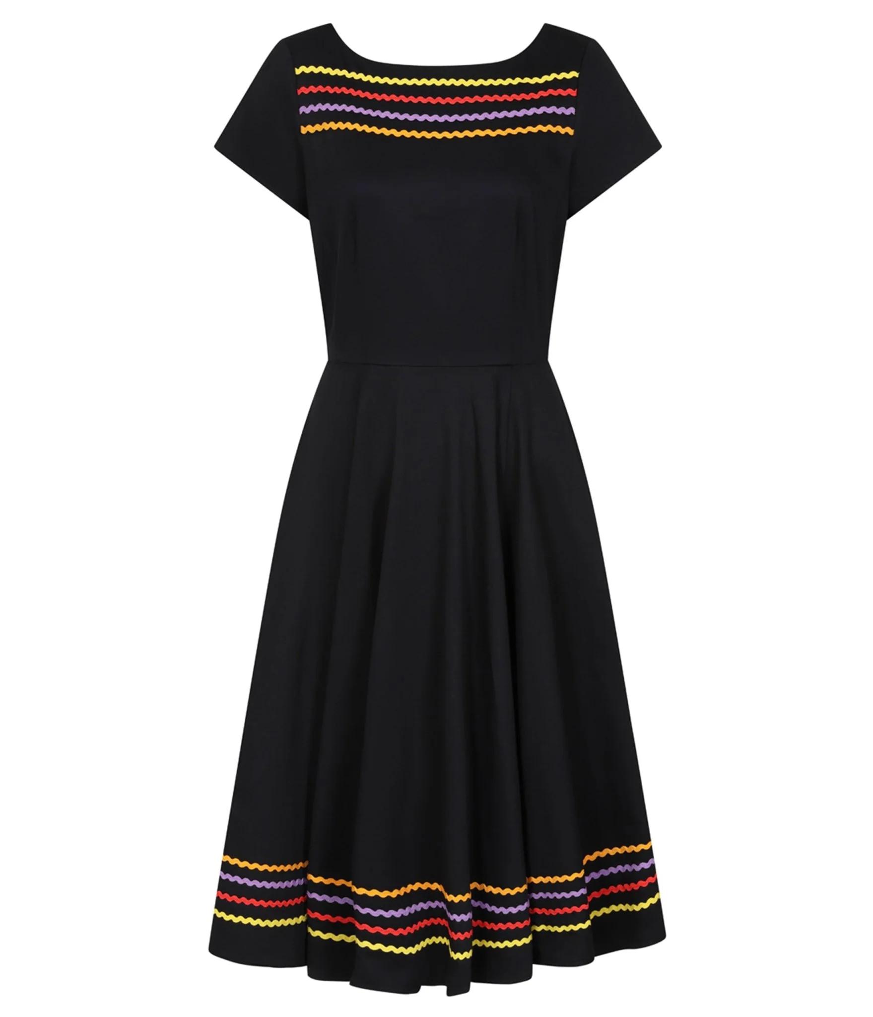 Banned Black & Rainbow Carmen Cotton Swing Dress - Image 3
