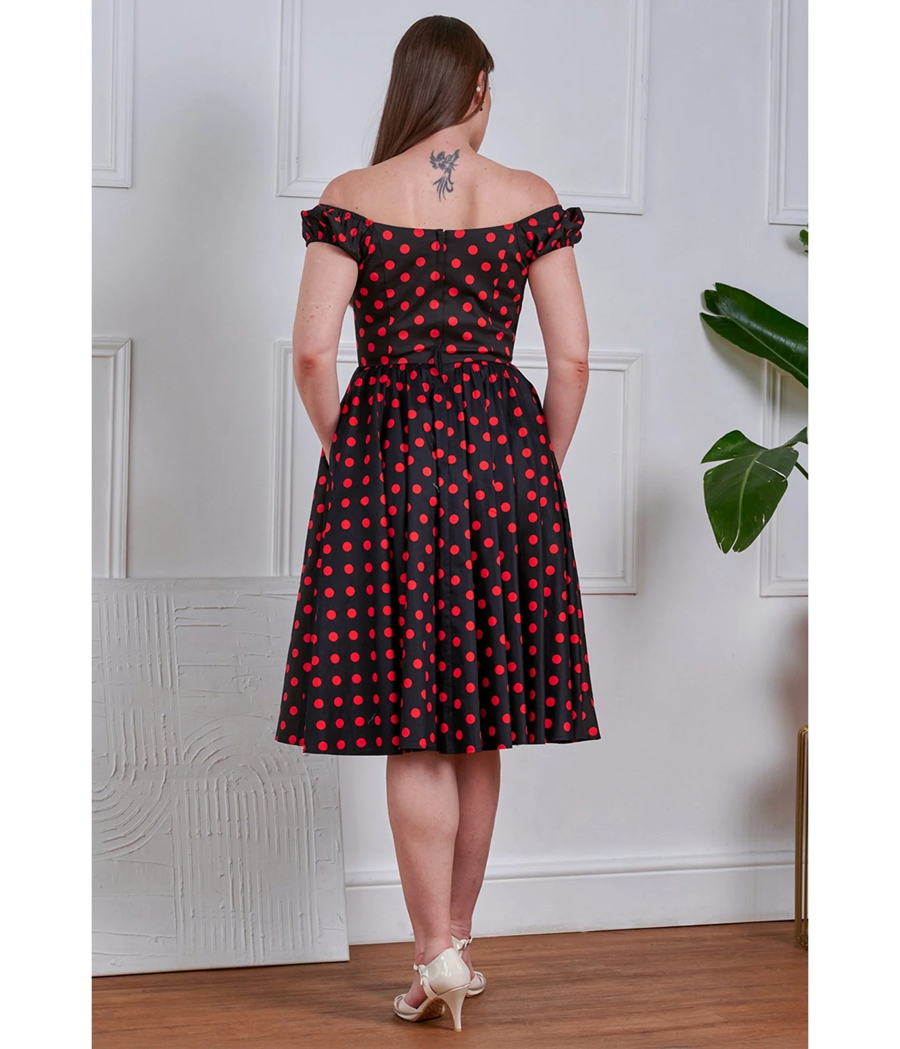 Banned Black & Red Polka Dot Marilyn Swing Dress - Image 3