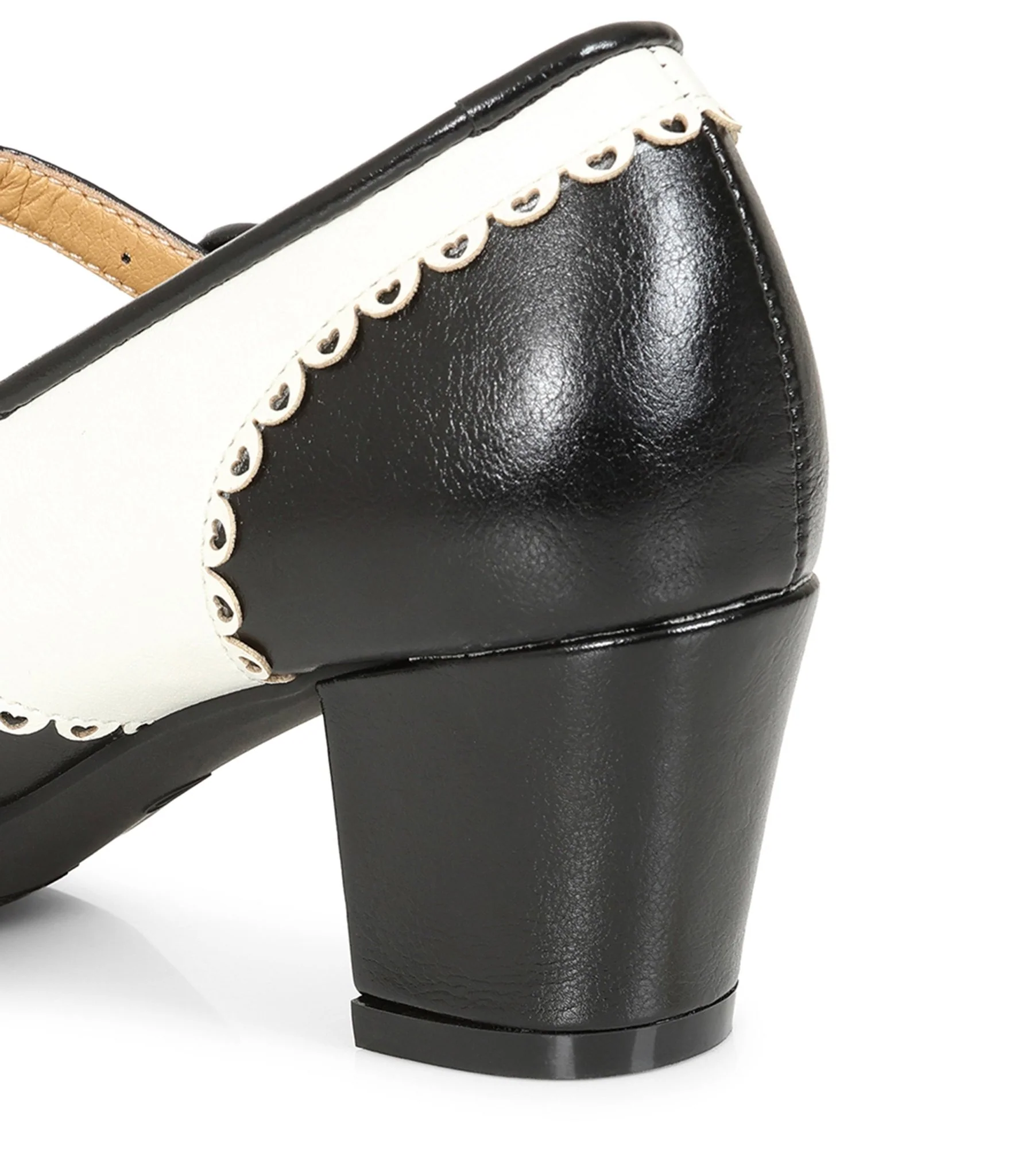 Banned Black & White Leatherette T-Strap Heels - Image 4