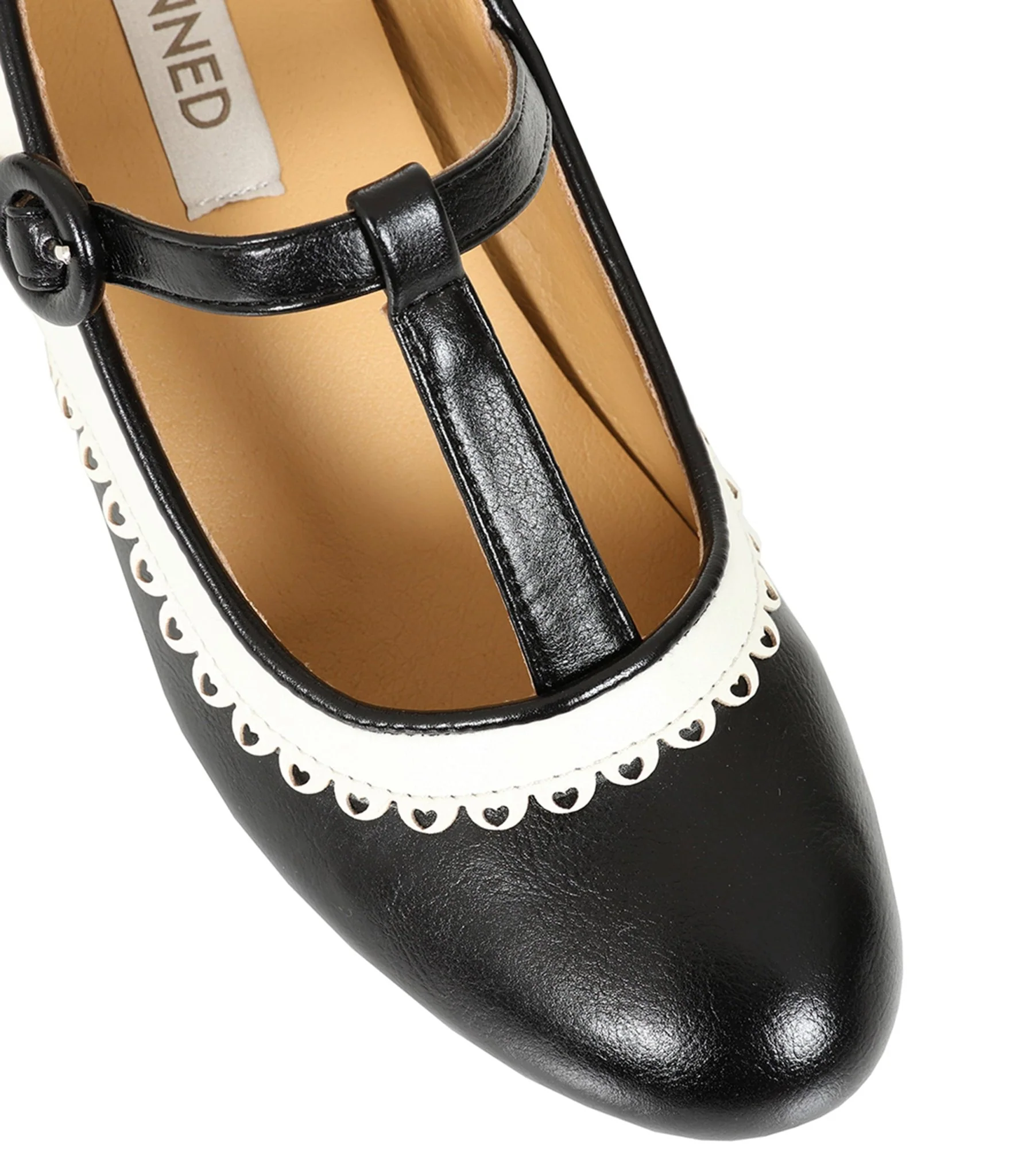 Banned Black & White Leatherette T-Strap Heels - Image 5