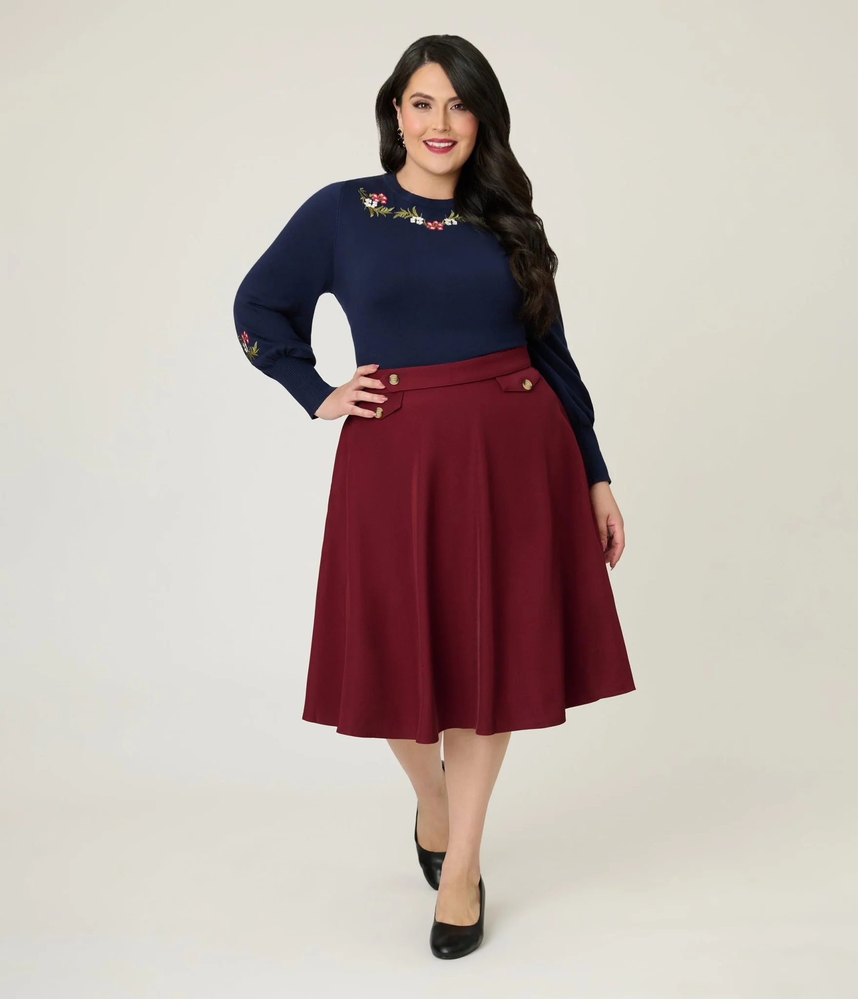 Banned Plus Size Navy Romantic Floral Carla Sweater - Image 4