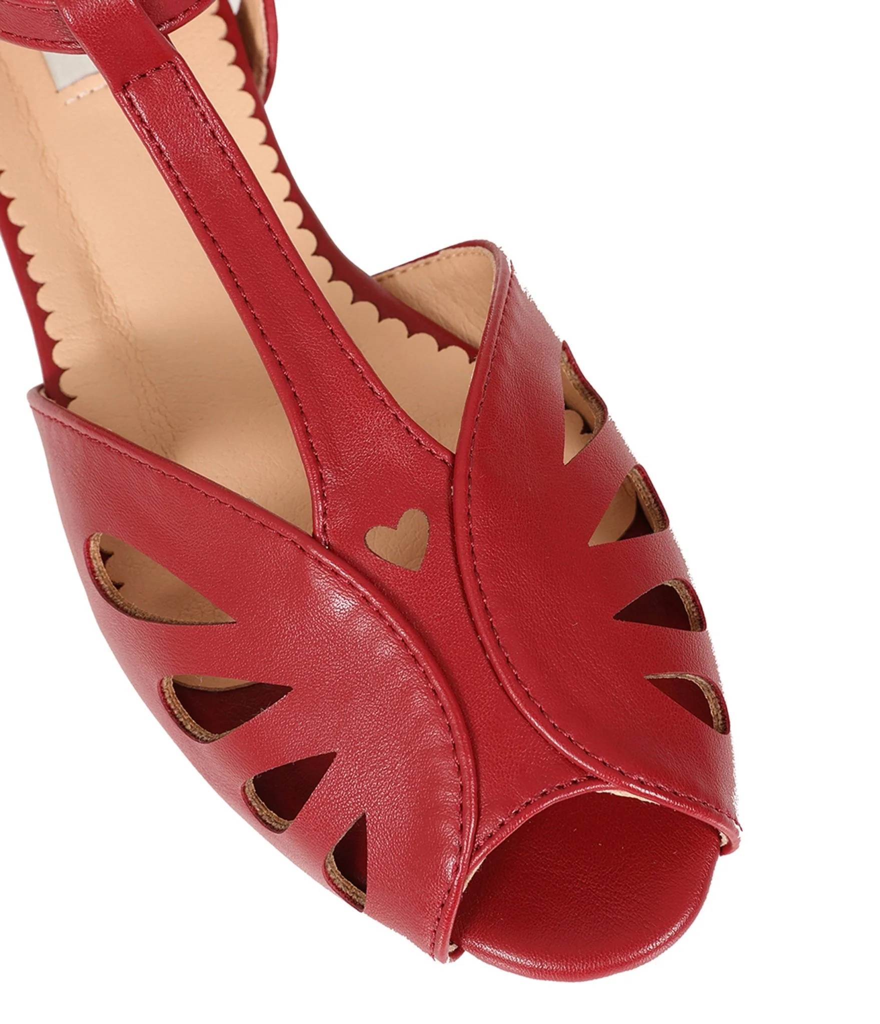 Banned Red Secret Love T-Strap Leatherette Flats - Image 5