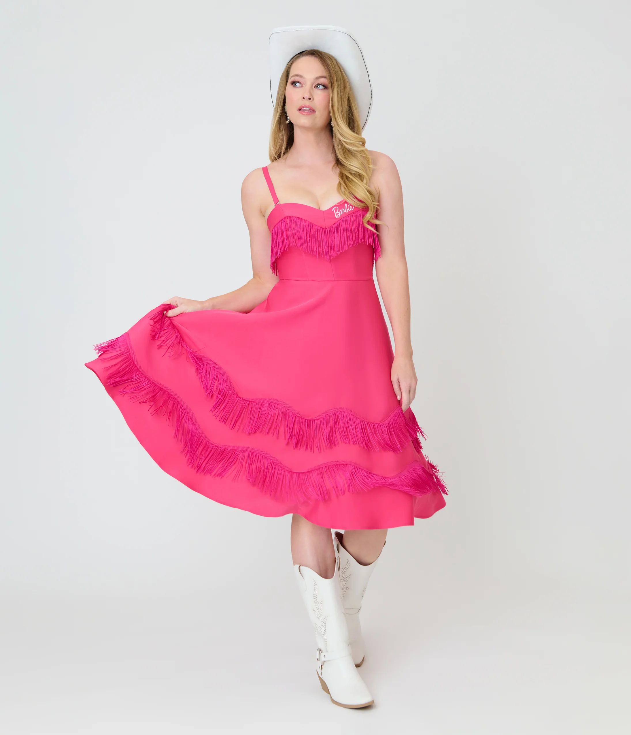 Barbie™ x Unique Vintage Hot Pink Fringe Girlie Swing Dress - Image 3