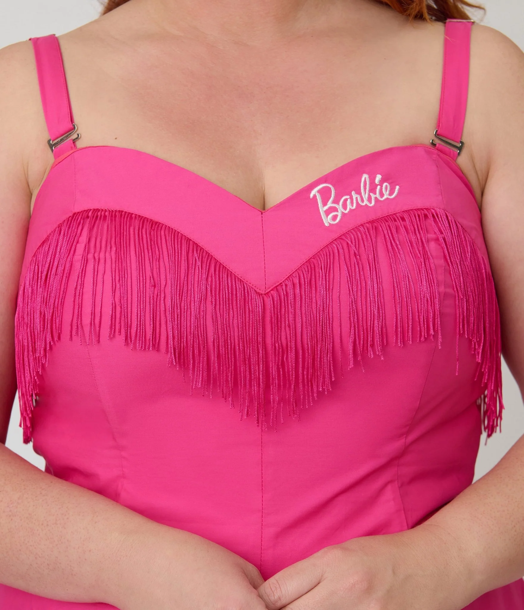 Barbie™ x Unique Vintage Plus Size Hot Pink Fringe Girlie Swing Dress - Image 4