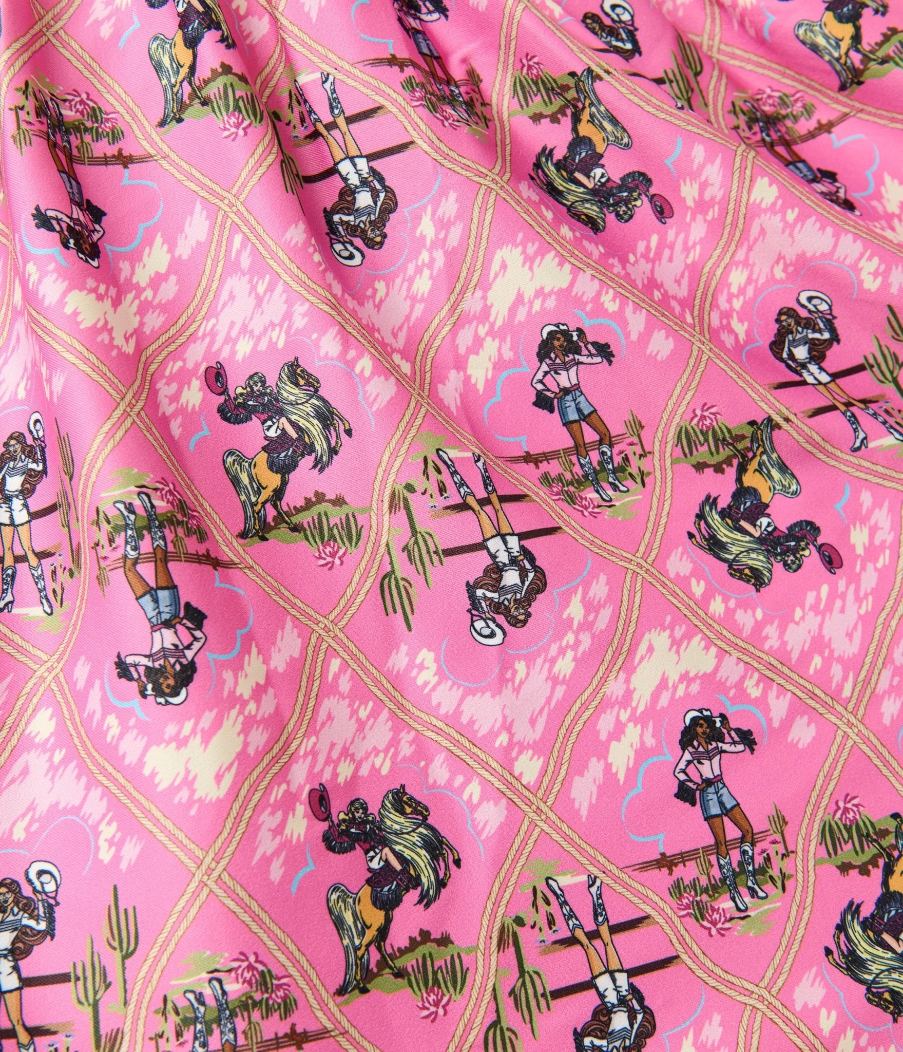 Barbieâ€šÃ‘Â¢ x Unique Vintage Plus Size Pink Rodeo Print Sleeveless Swing Dress - Image 5