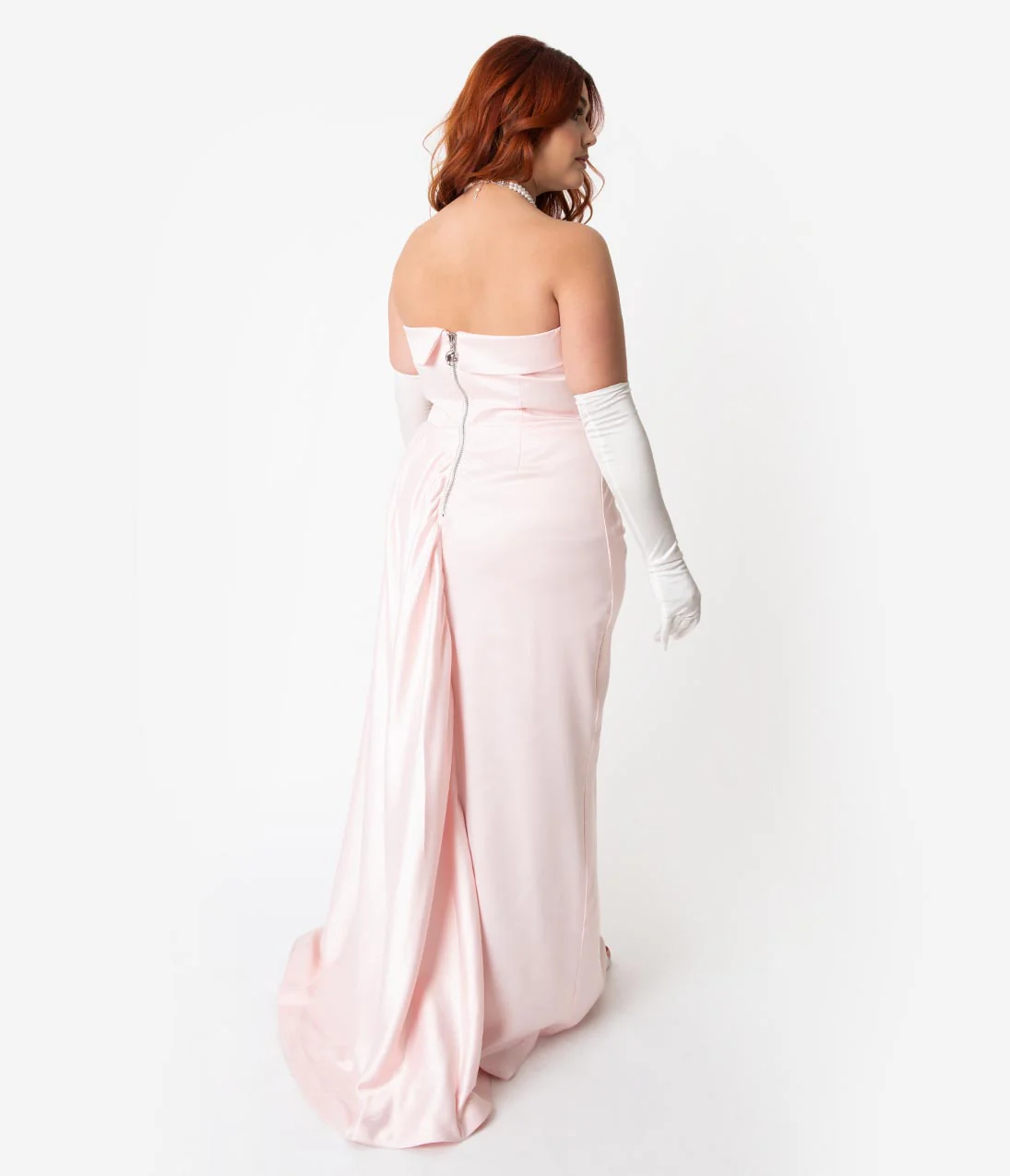 Barbie x Unique Vintage Plus Size Pink Satin Strapless Enchanted Evening Gown - Image 2