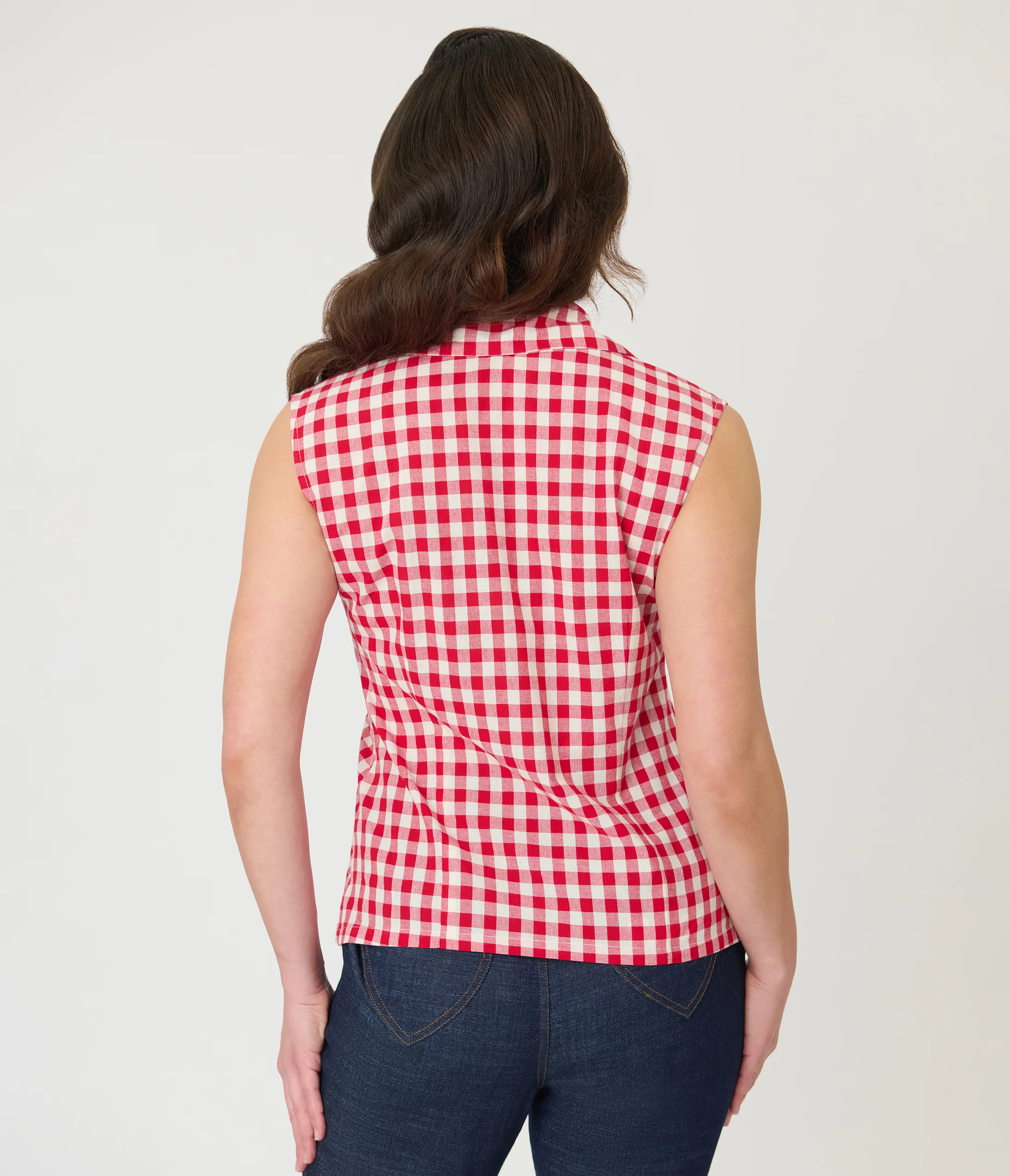 Barbie™ x Unique Vintage Red Gingham Picnic Blouse - Image 2