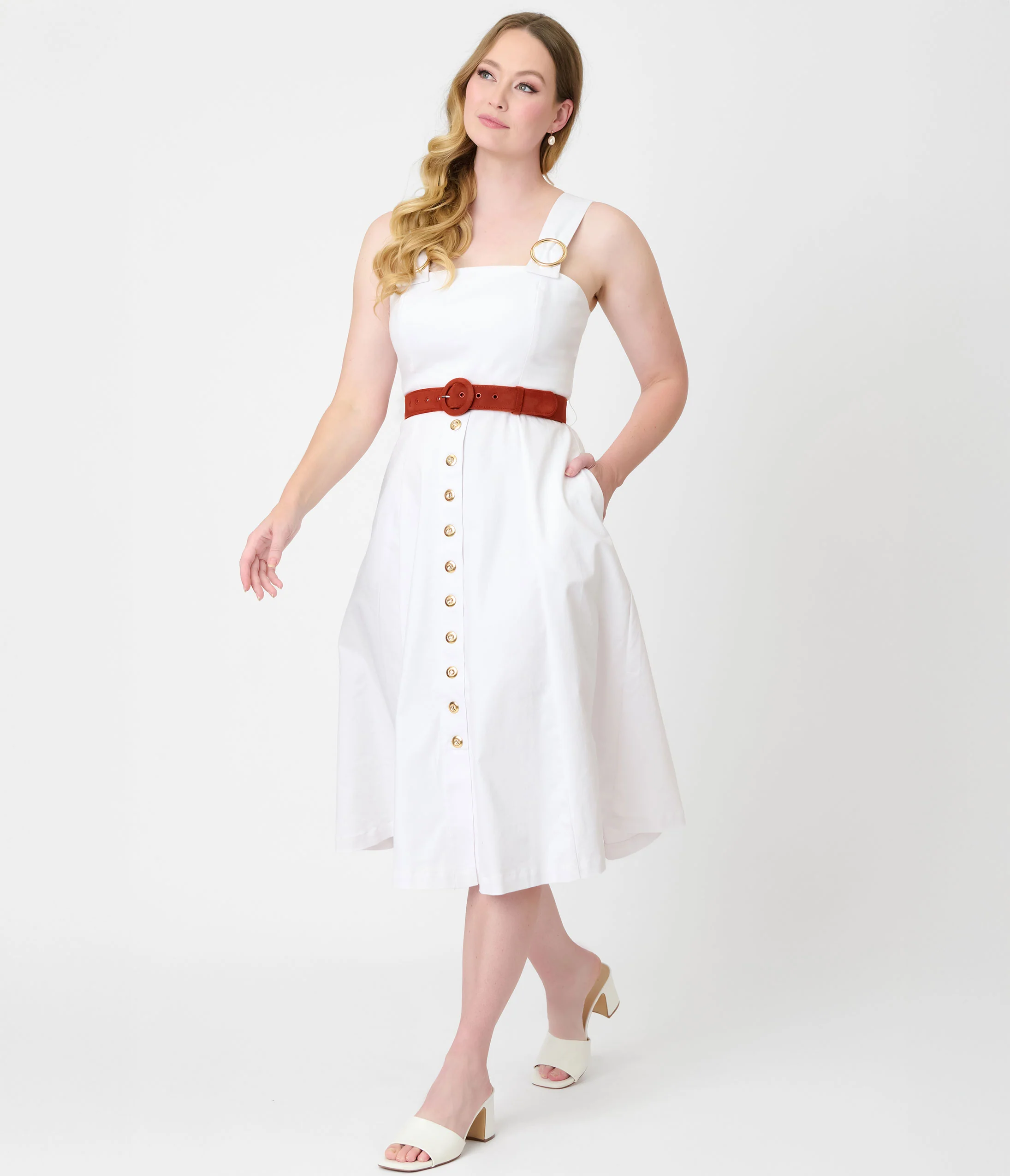 Barbieâ€šÃ‘Â¢ x Unique Vintage White Picnic Perfect Midi Dress - Image 3