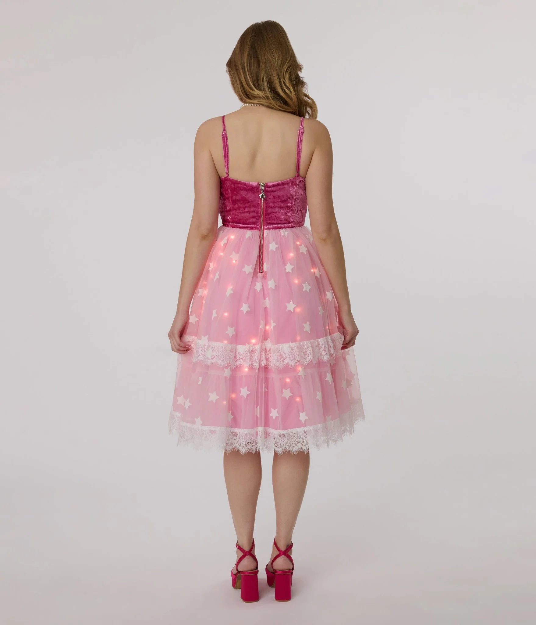 Barbie x Unique Vintage 1980s Pink Light Up Dream Glow Swing Dress - Image 3