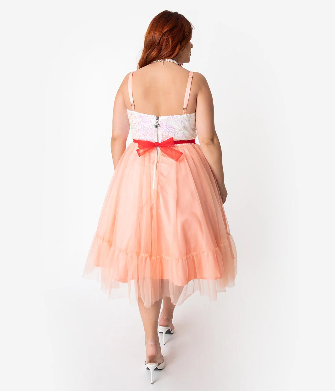 Barbie x Unique Vintage Plus Size Peaches N Cream Chiffon Dress - Image 3