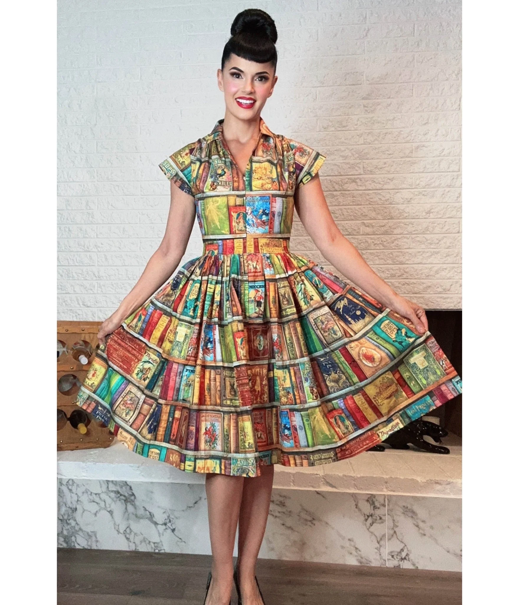 Bernie Dexter Book Print Swing Dress - Image 4