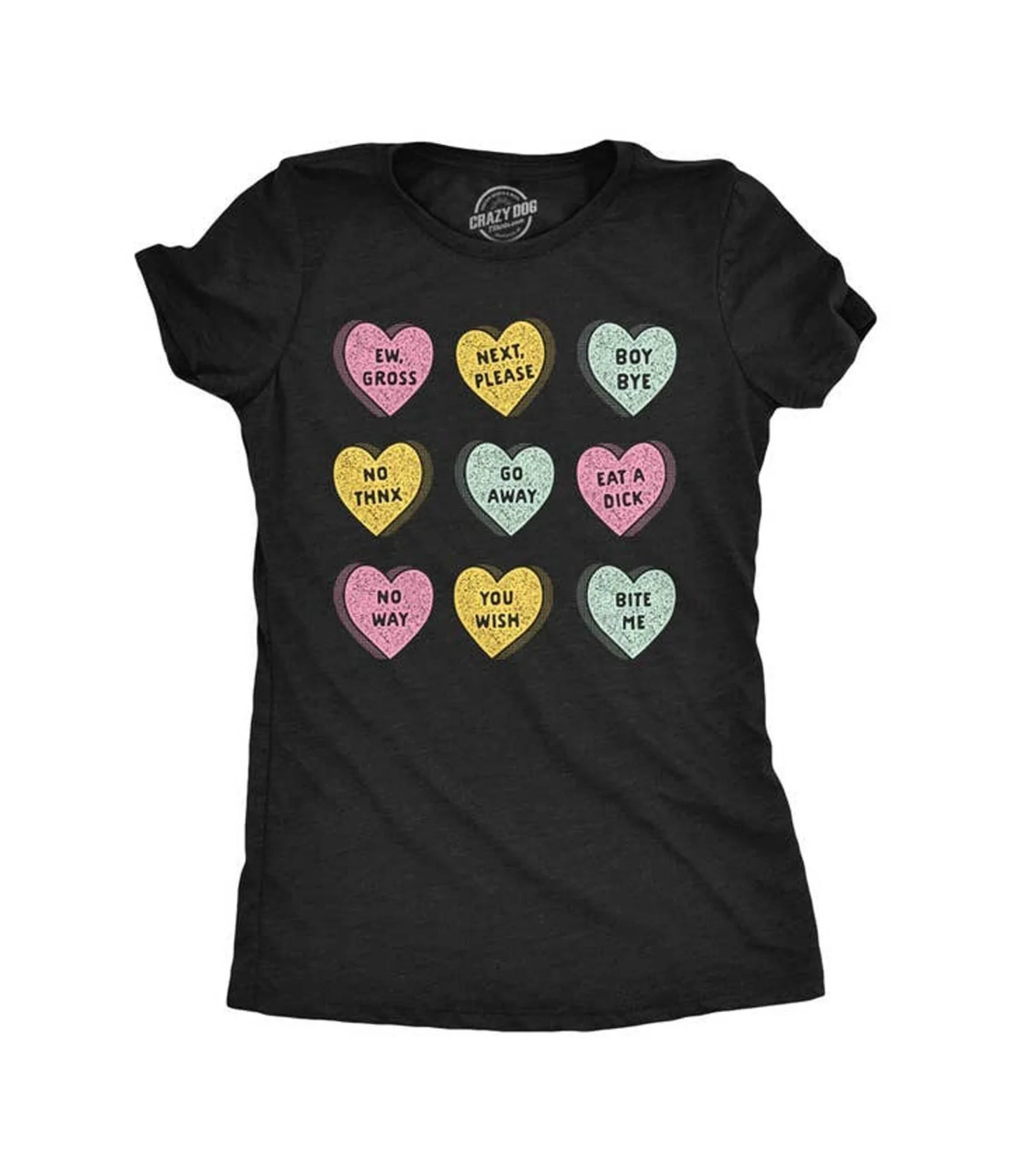 Black Anti Valentines Day Candy Hearts T Shirt