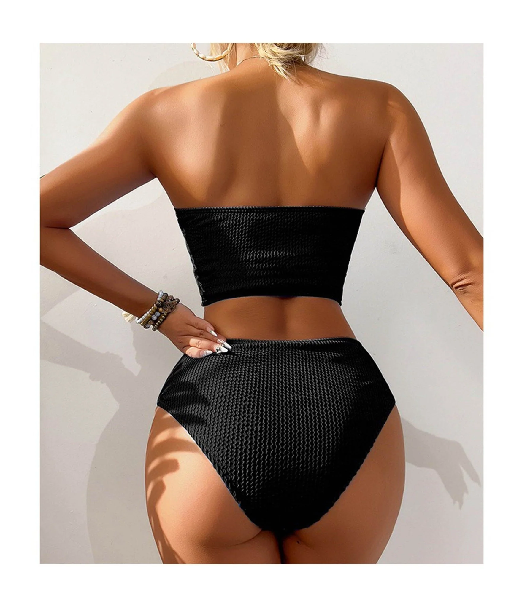 Black Bandeau Bikini Set - Image 2