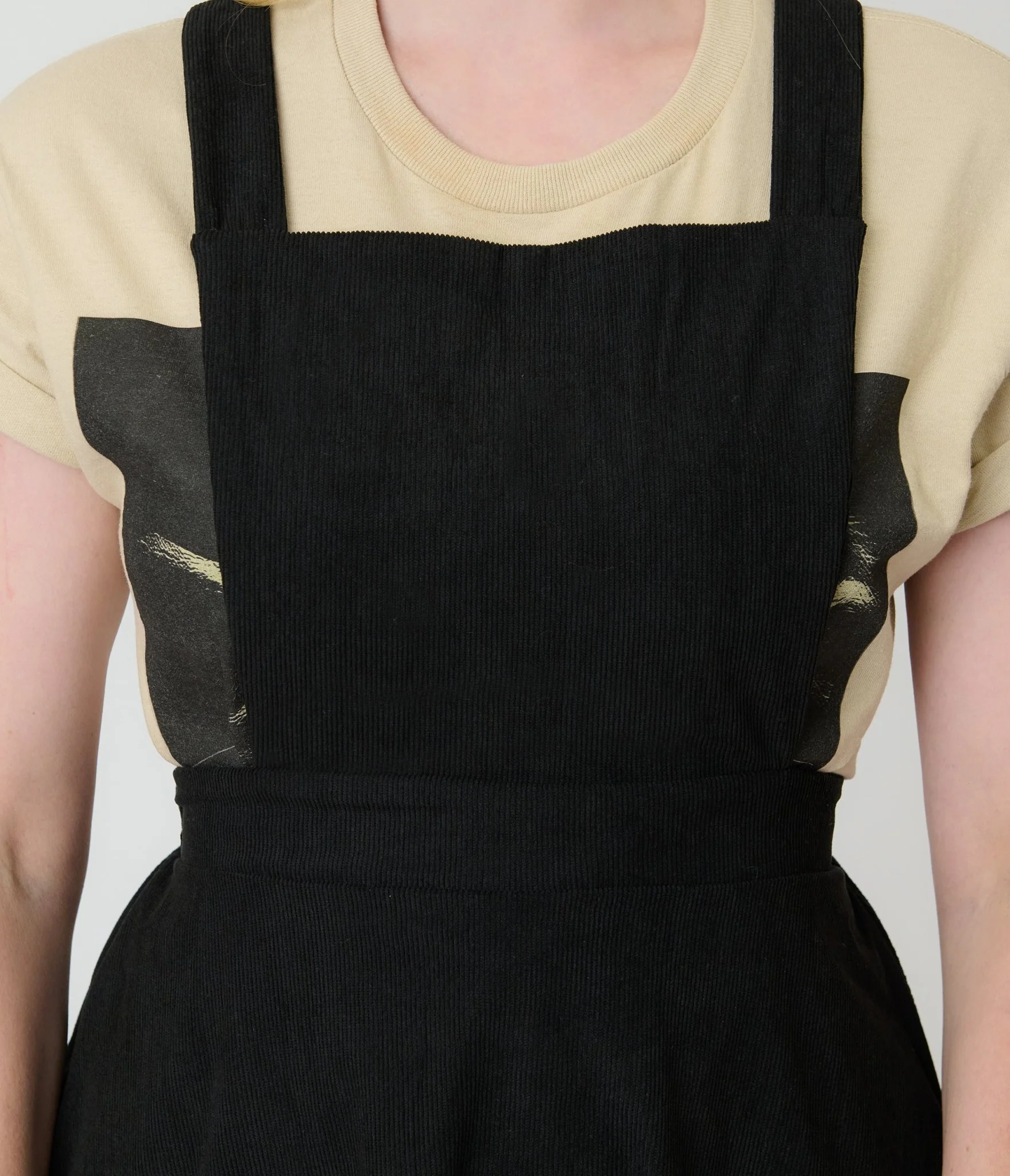 Black Corduroy Pinafore Flare Skirt - Image 5