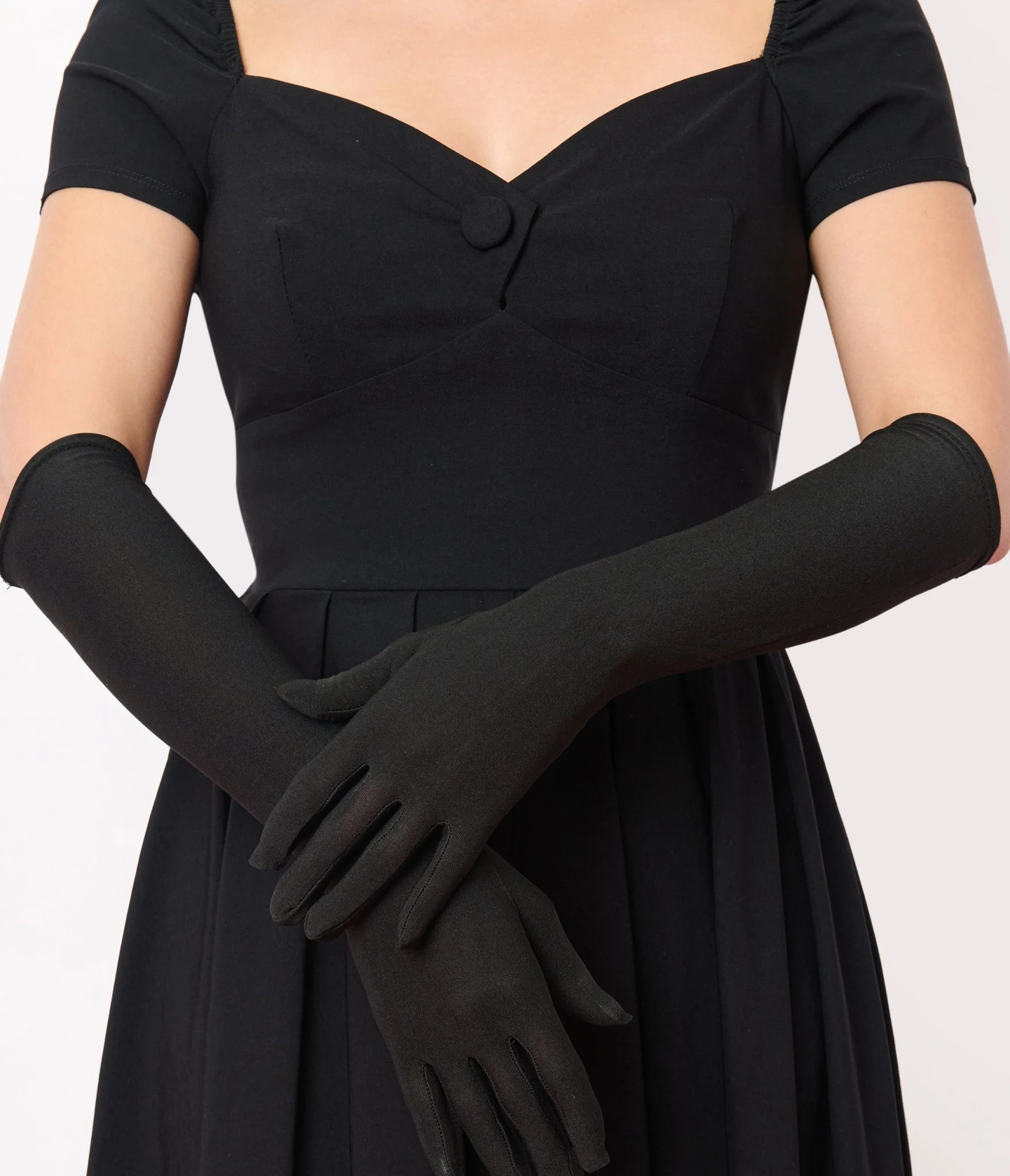 Black Elbow Length Gloves - Image 2