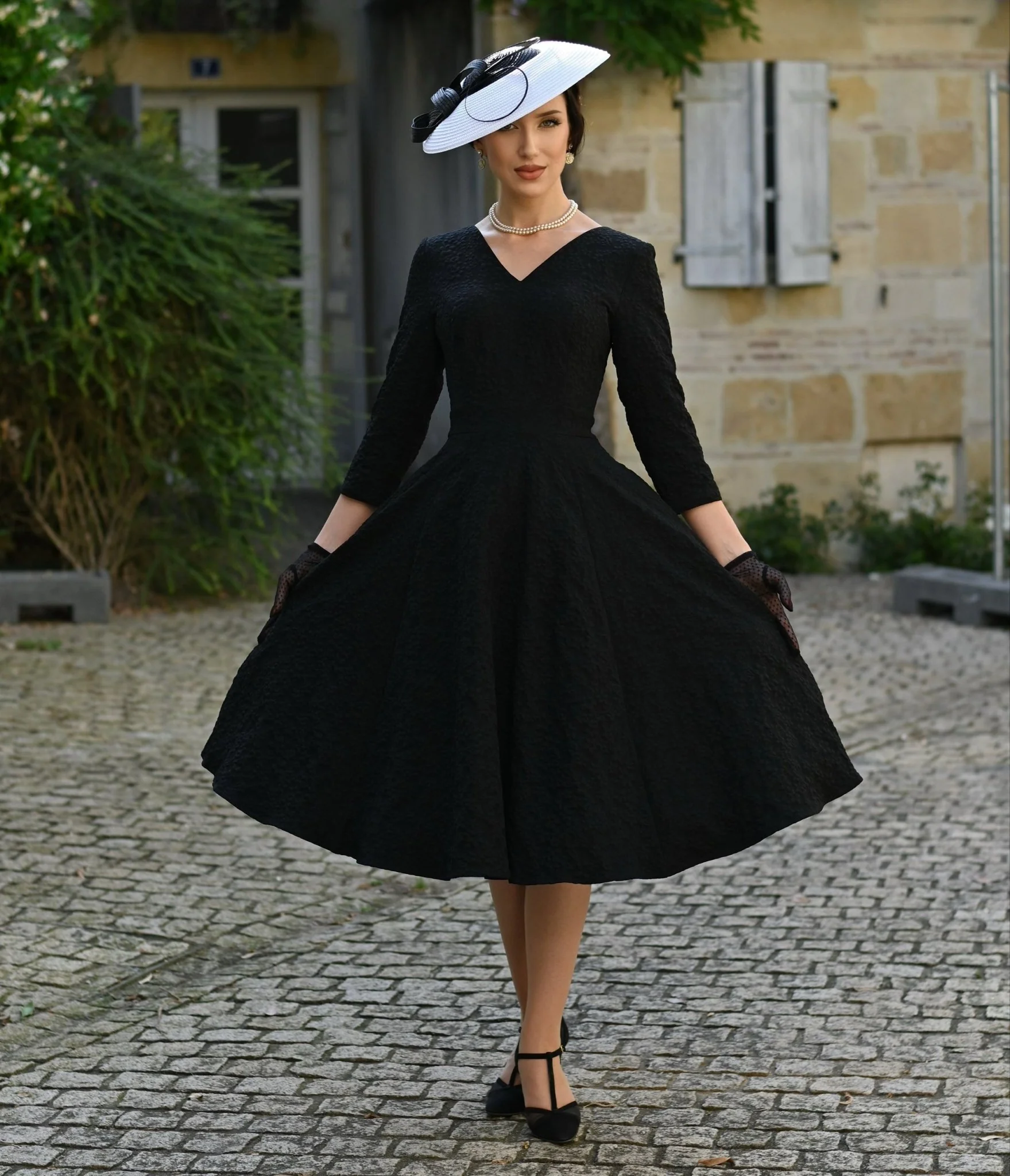 Black Floral Jacquard Piper Swing Dress - Image 4