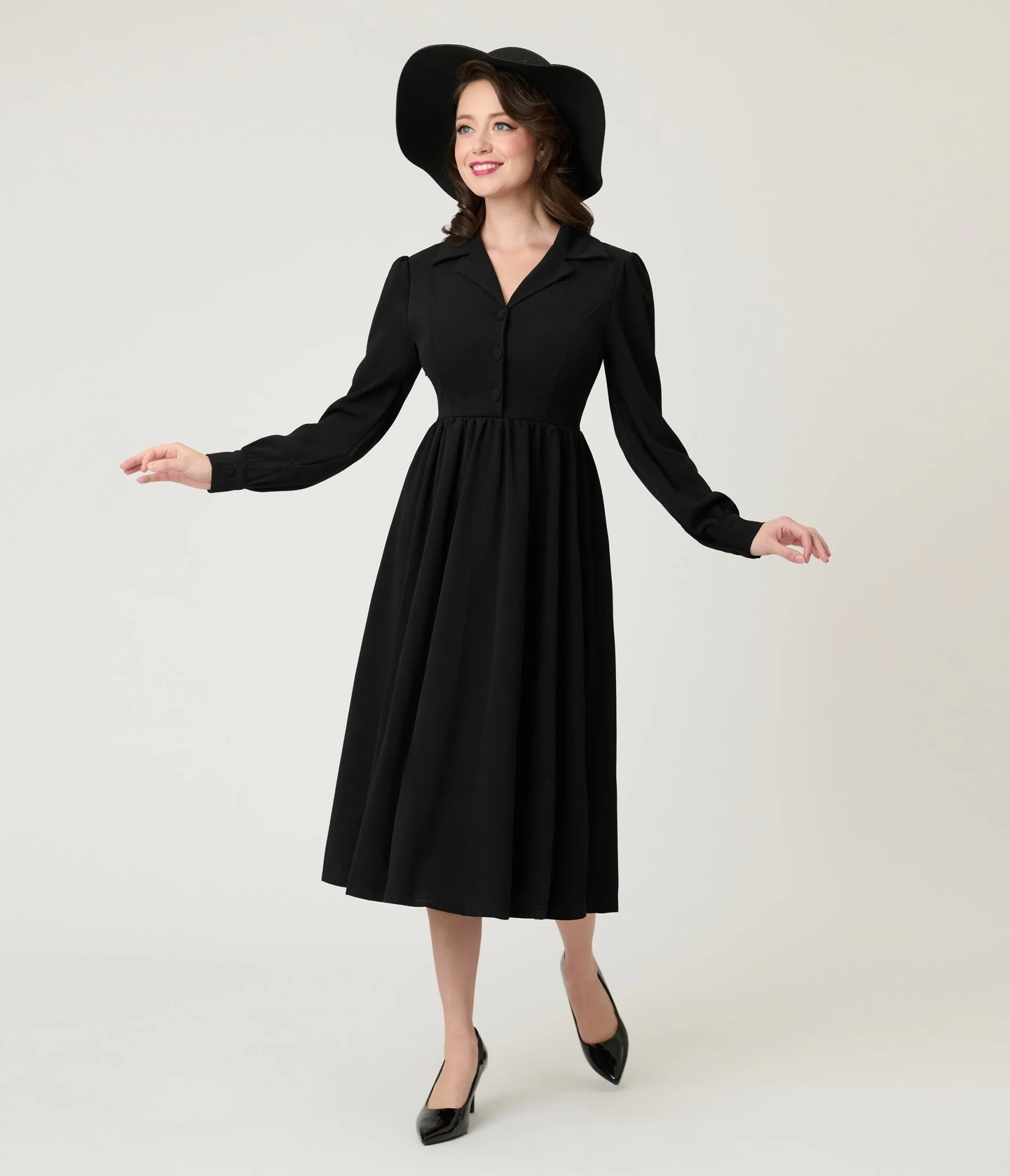 Black Long Sleeve Midi Dress - Image 4