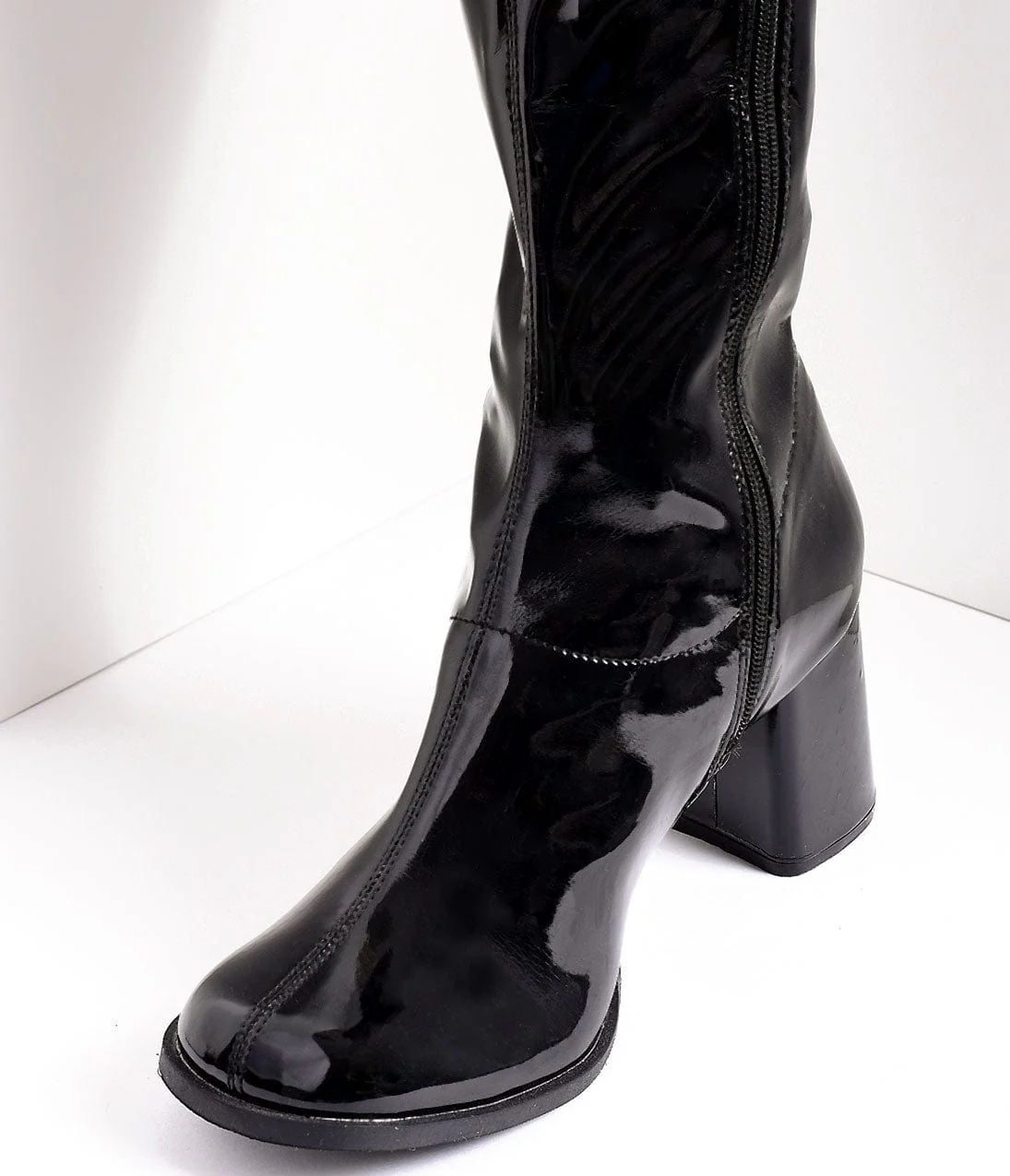 Black Patent Knee High Go Go Boots - Image 2