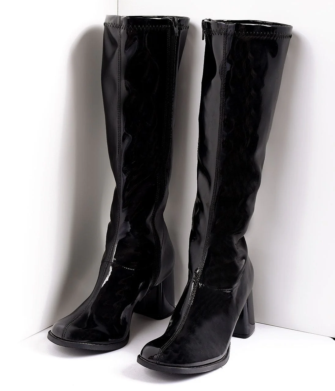 Black Patent Knee High Go Go Boots - Image 3