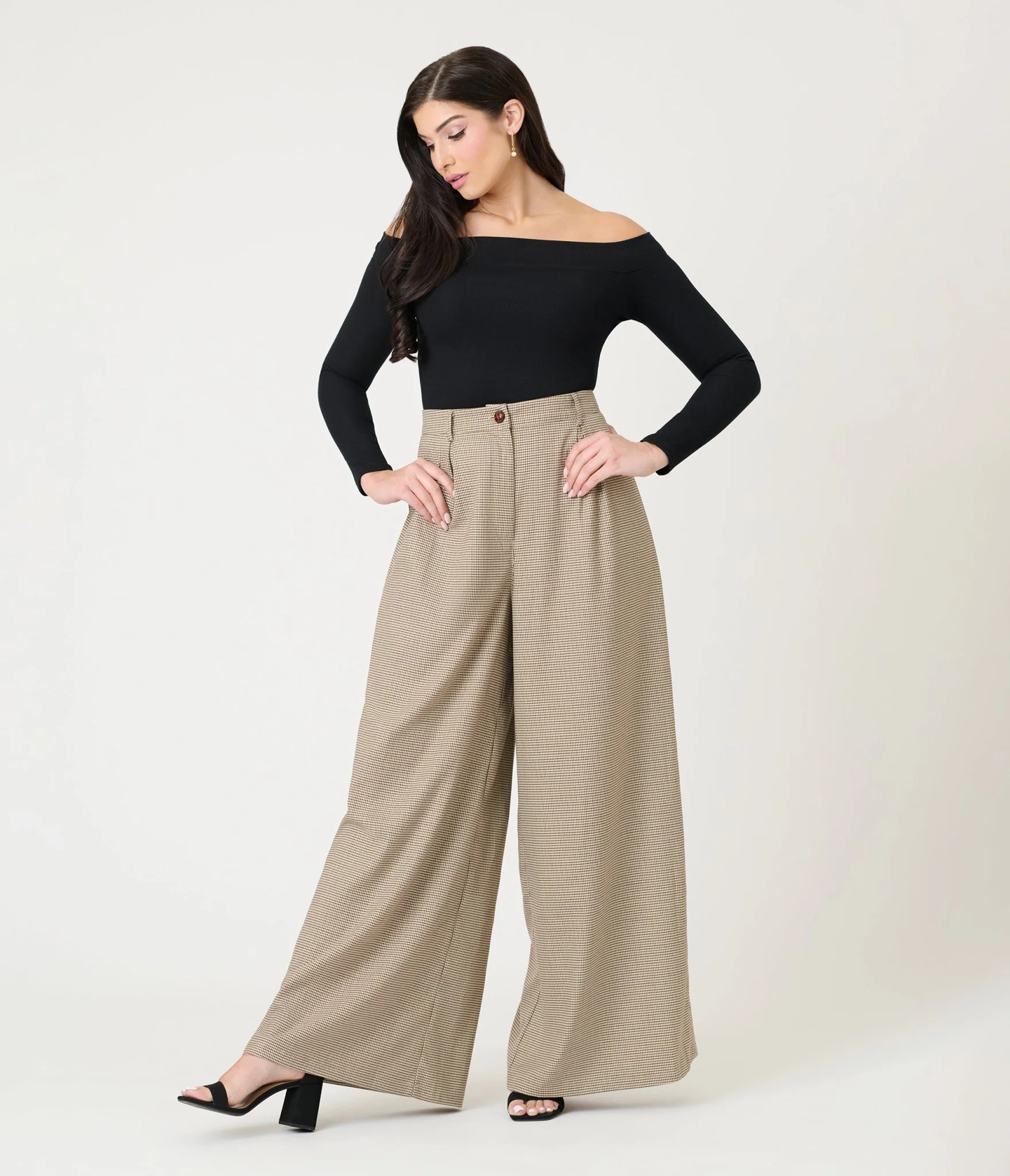 Black Ribbed Off Shoulder Top - Image 4