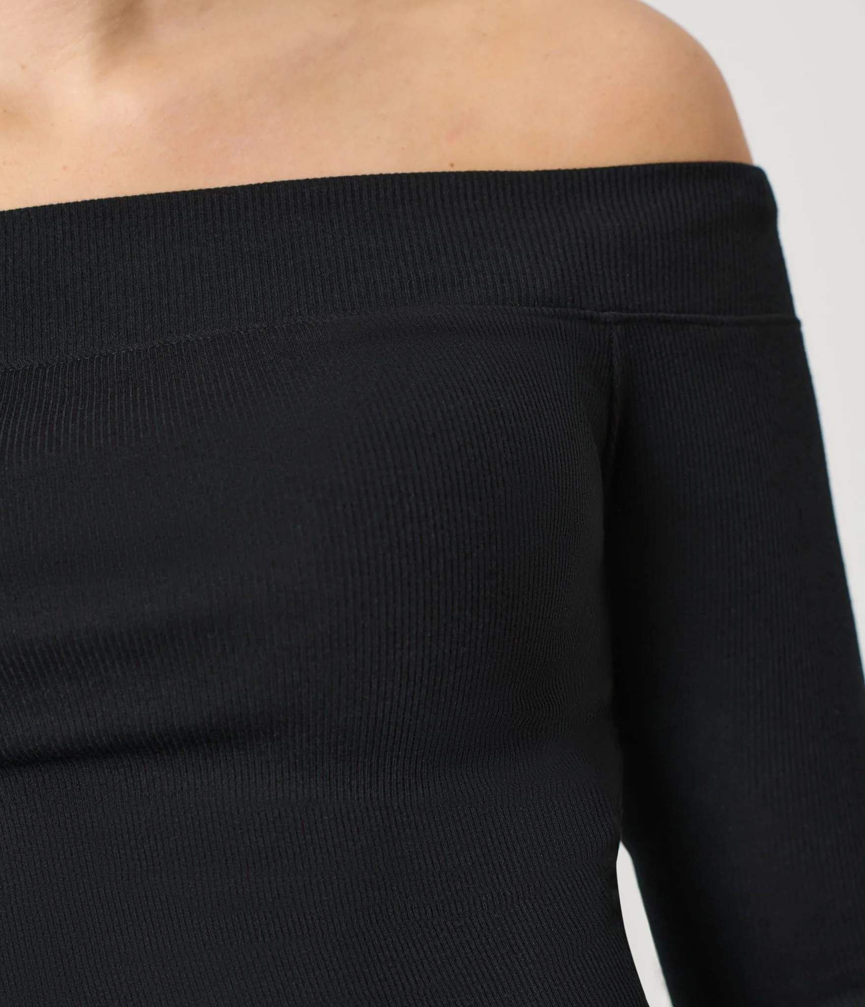 Black Ribbed Off Shoulder Top - Image 5