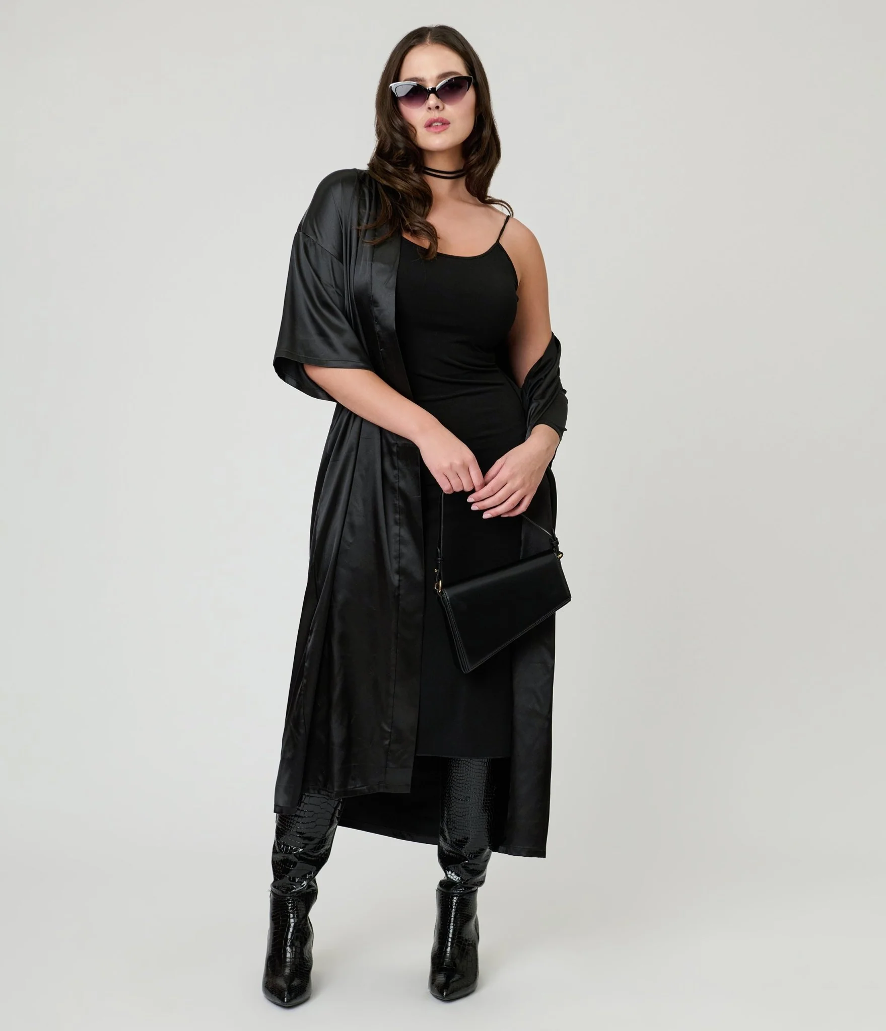 Black Satin Kimono