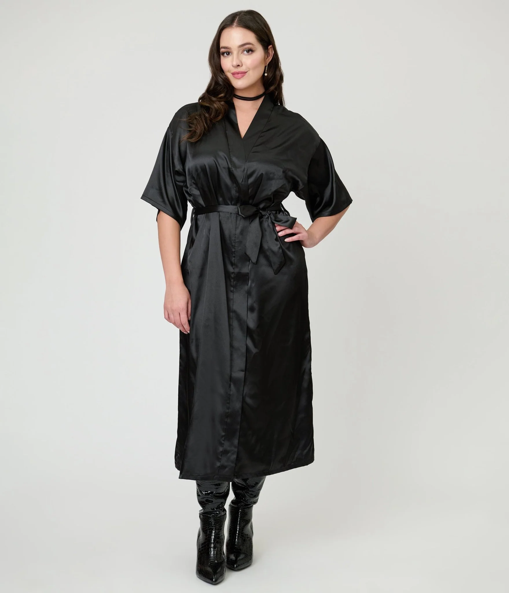 Black Satin Kimono - Image 3