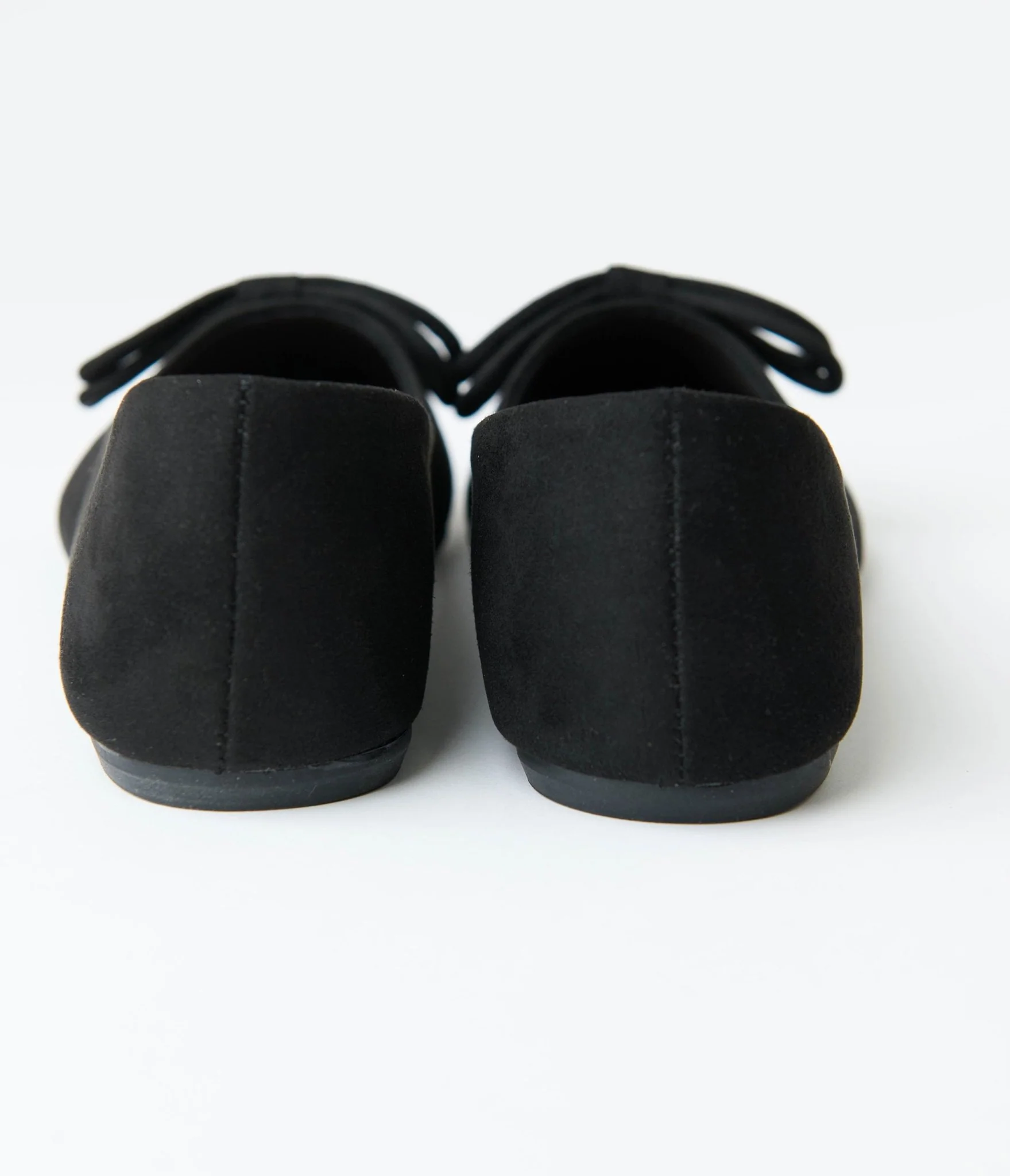 Black Suede Pointed Toe Bow Flats - Image 2