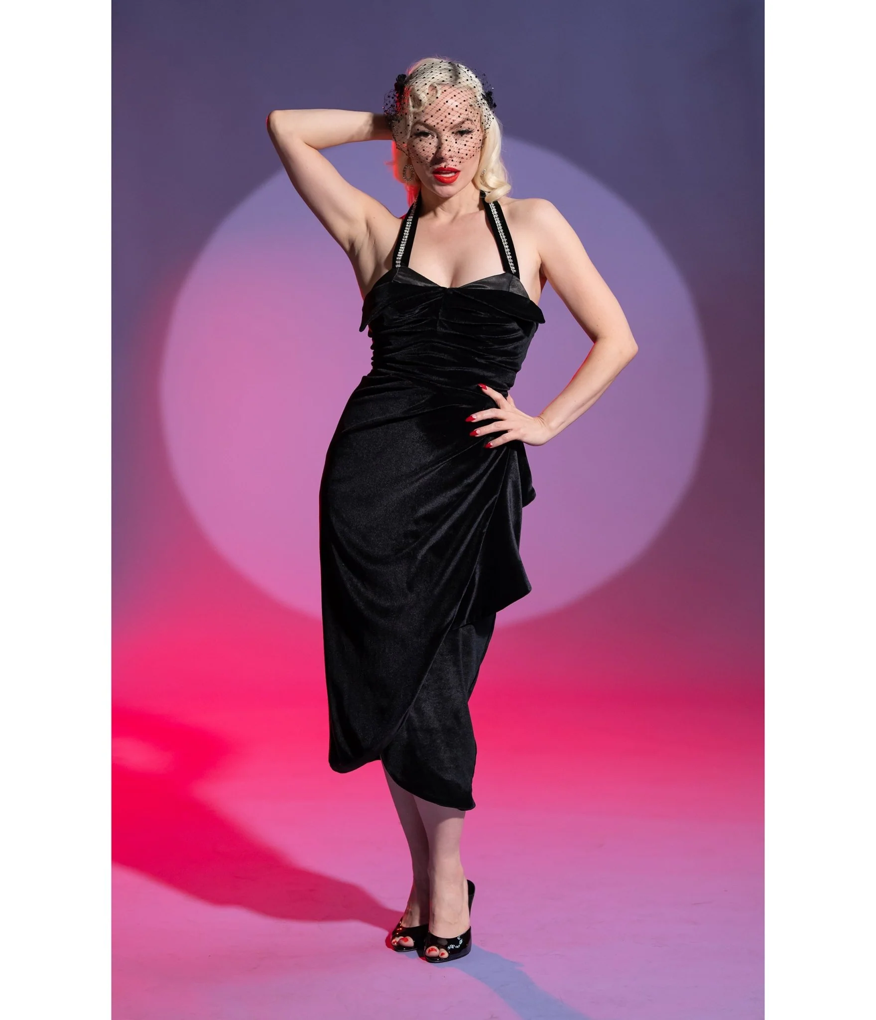 Black Velvet Cover Girl Pencil Dress - Image 3