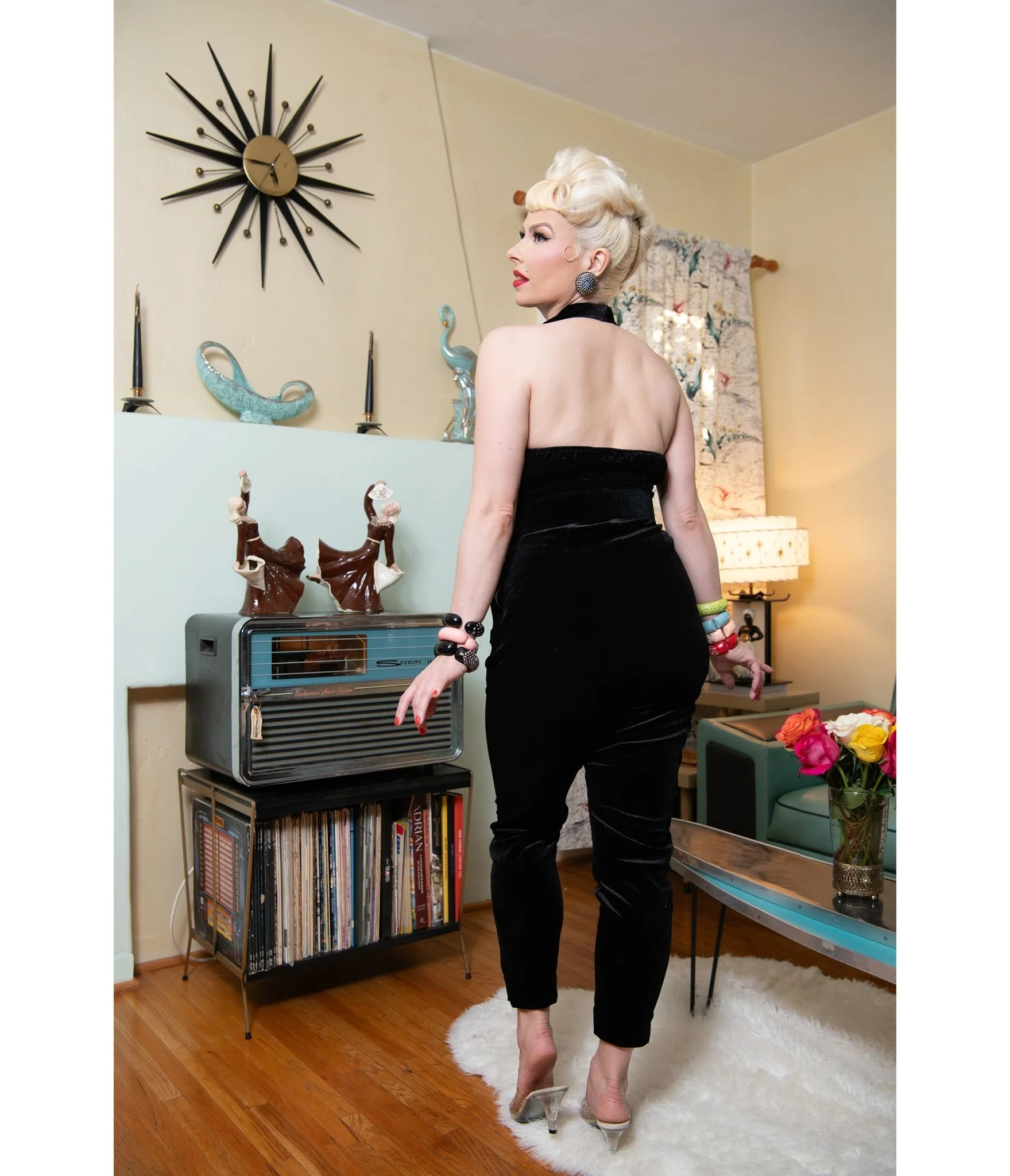 Black Velvet Pinup Cigarette Pants - Image 3