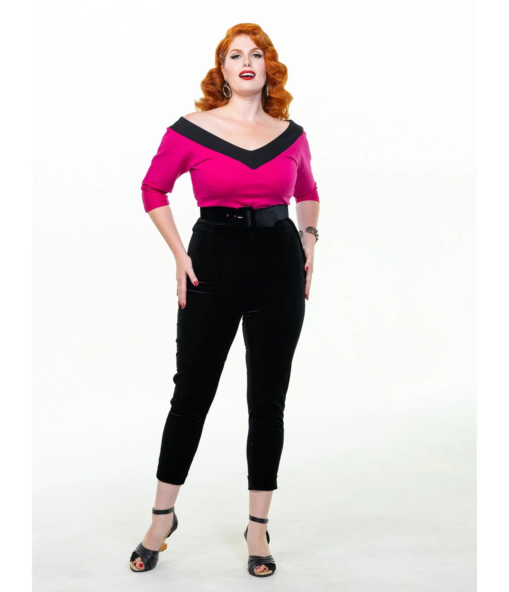 Black Velvet Pinup Cigarette Pants - Image 4