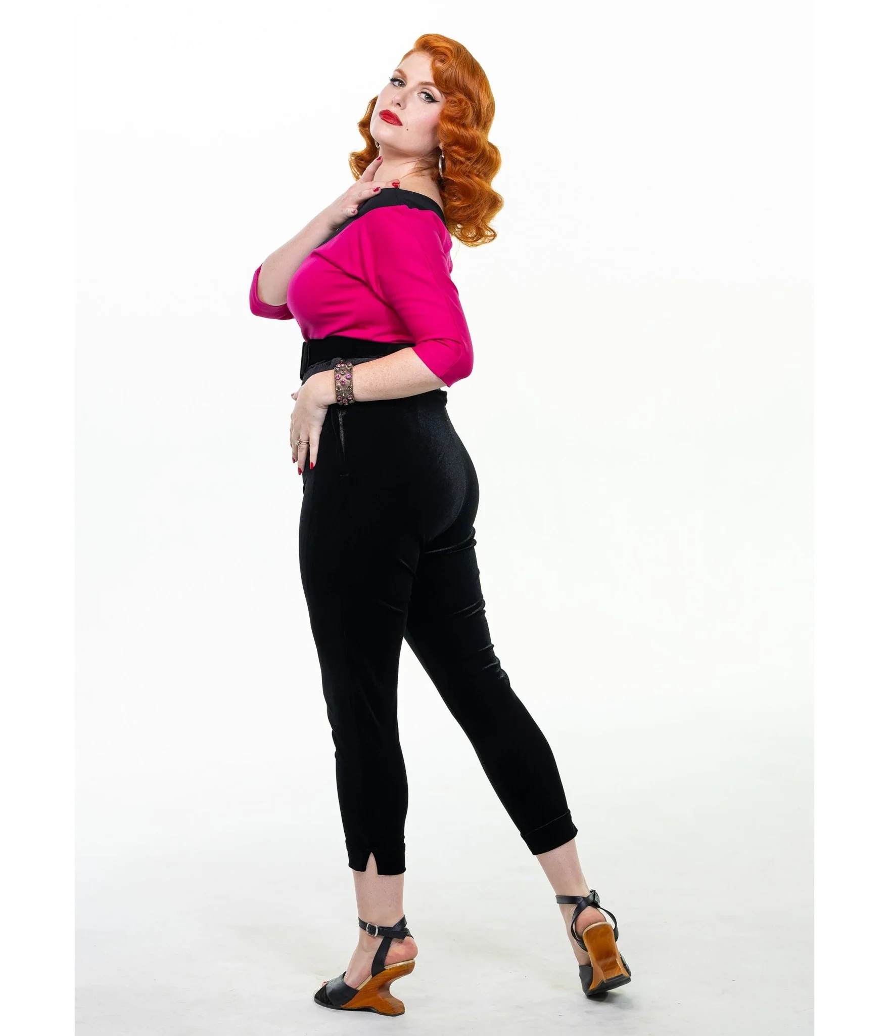 Black Velvet Pinup Cigarette Pants - Image 5