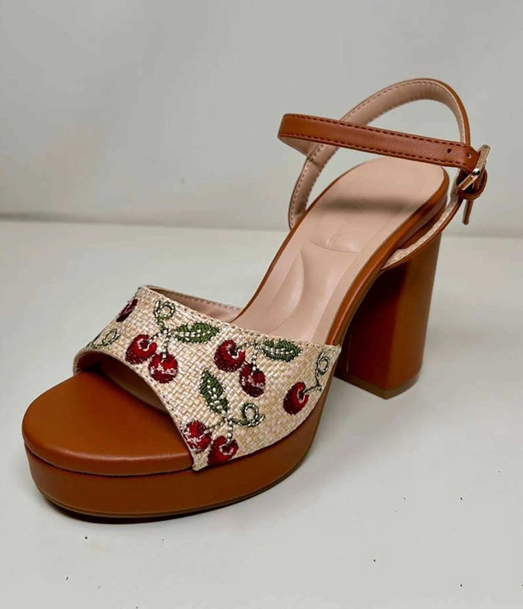 Brown Leatherette Cherry Platforms - Image 2