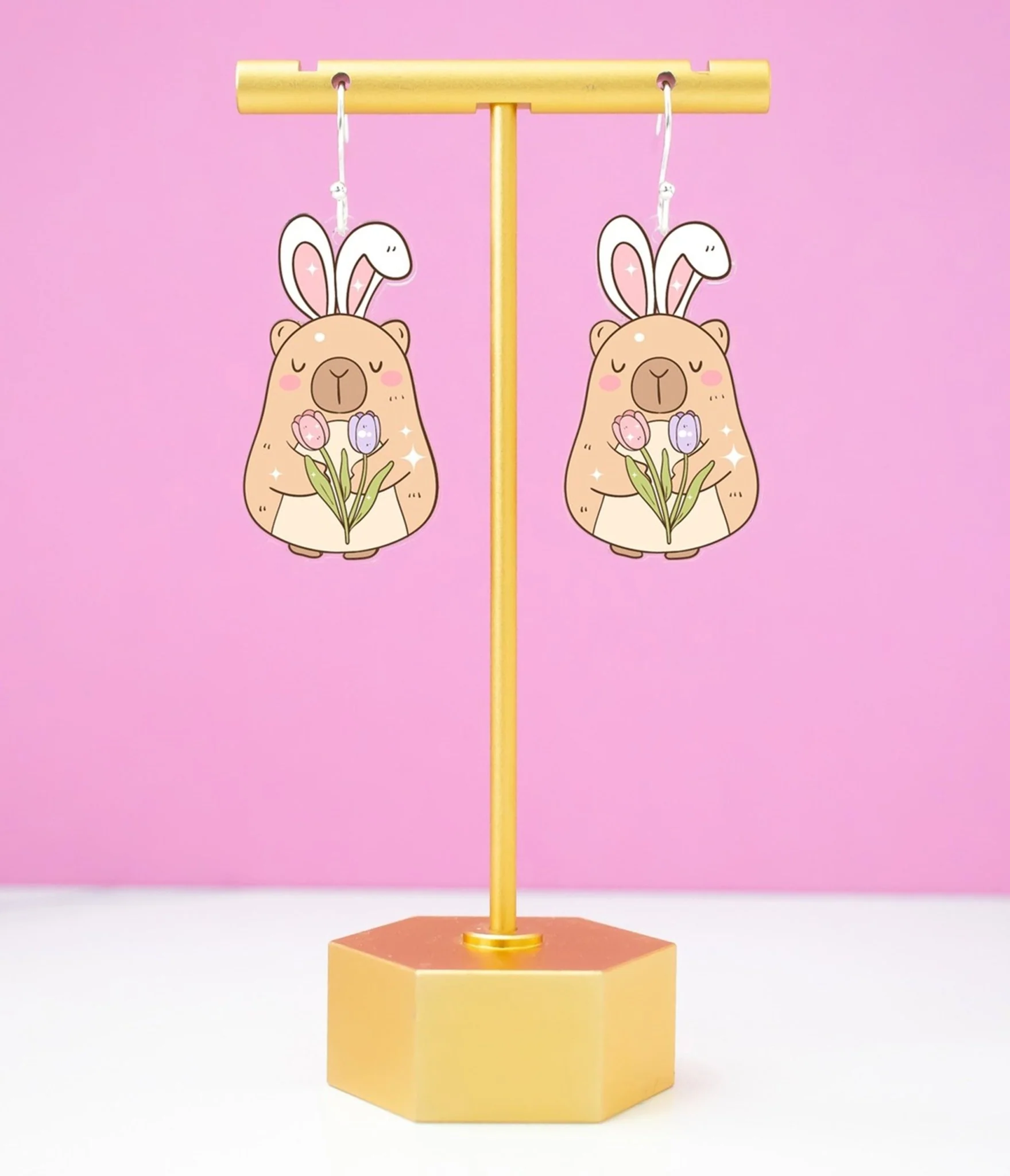 Capybara Easter Bunny Earrings