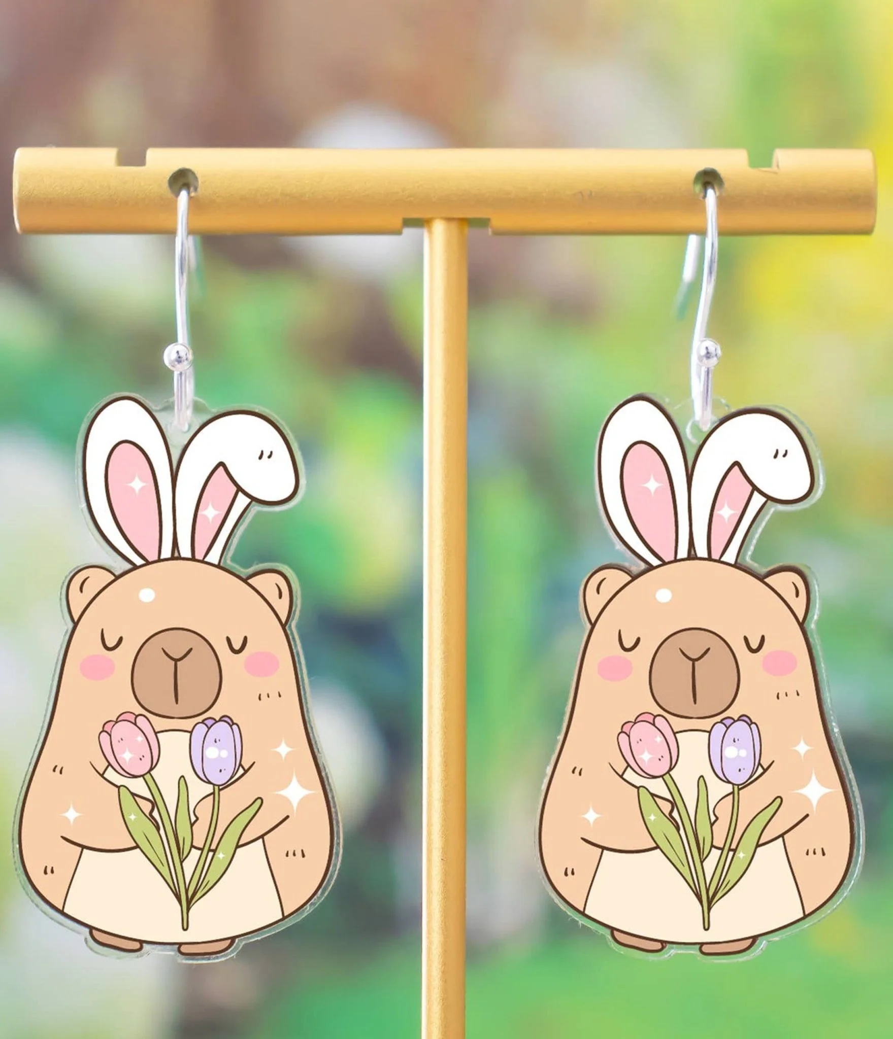 Capybara Easter Bunny Earrings - Image 2