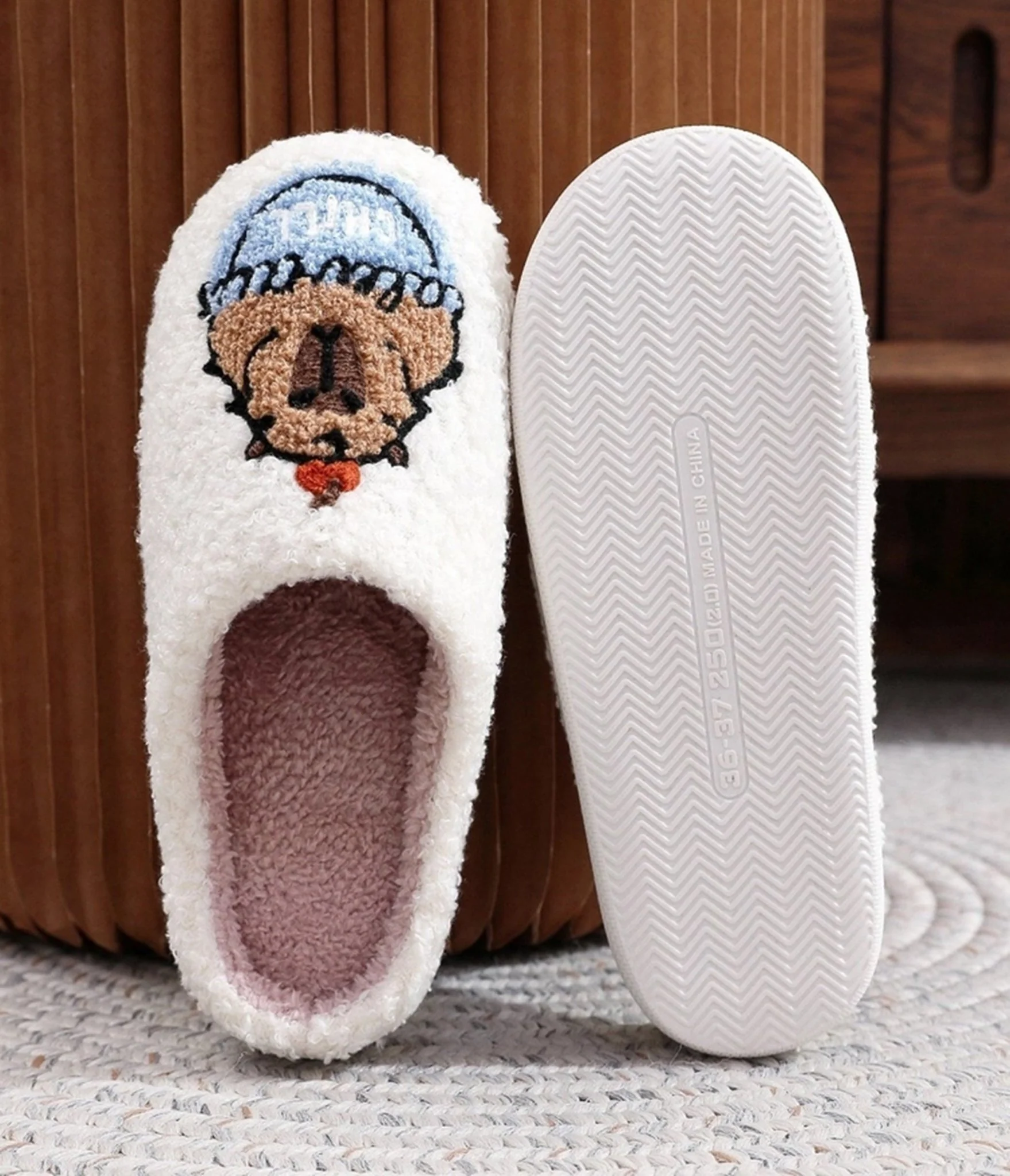 Capybara Embroidered Cotton Slippers - Image 2