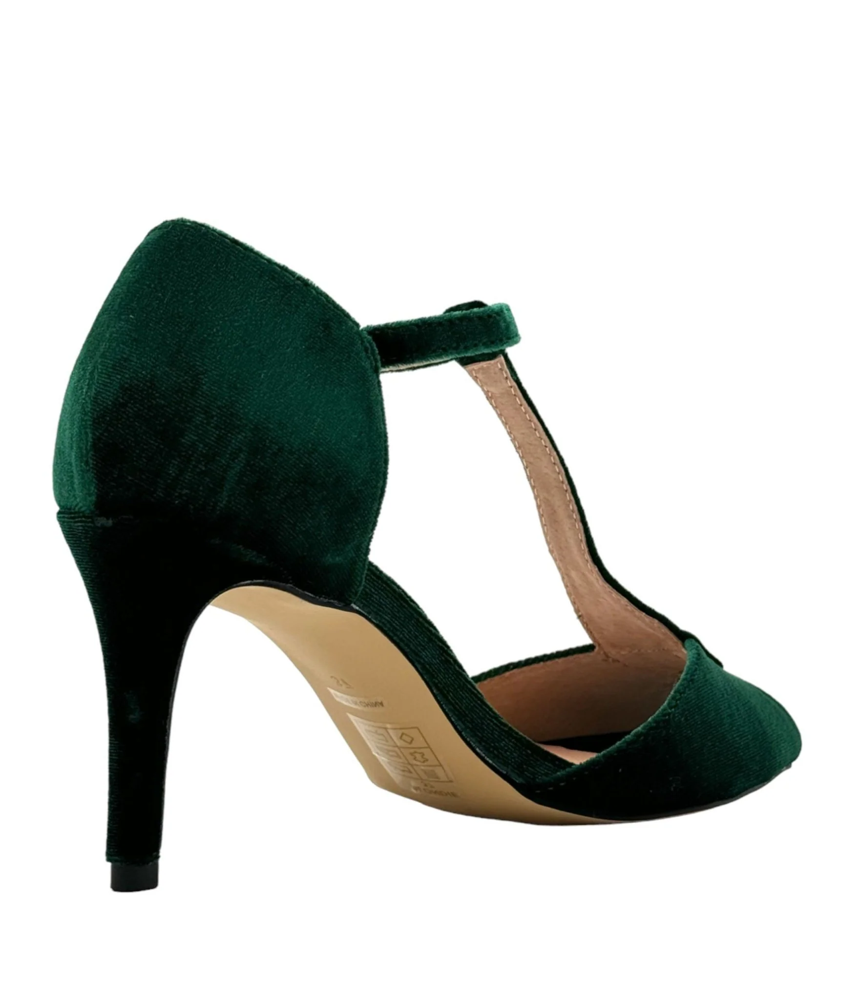 Chelsea Crew Emerald T-Strap Velvet Blondie Heels - Image 3