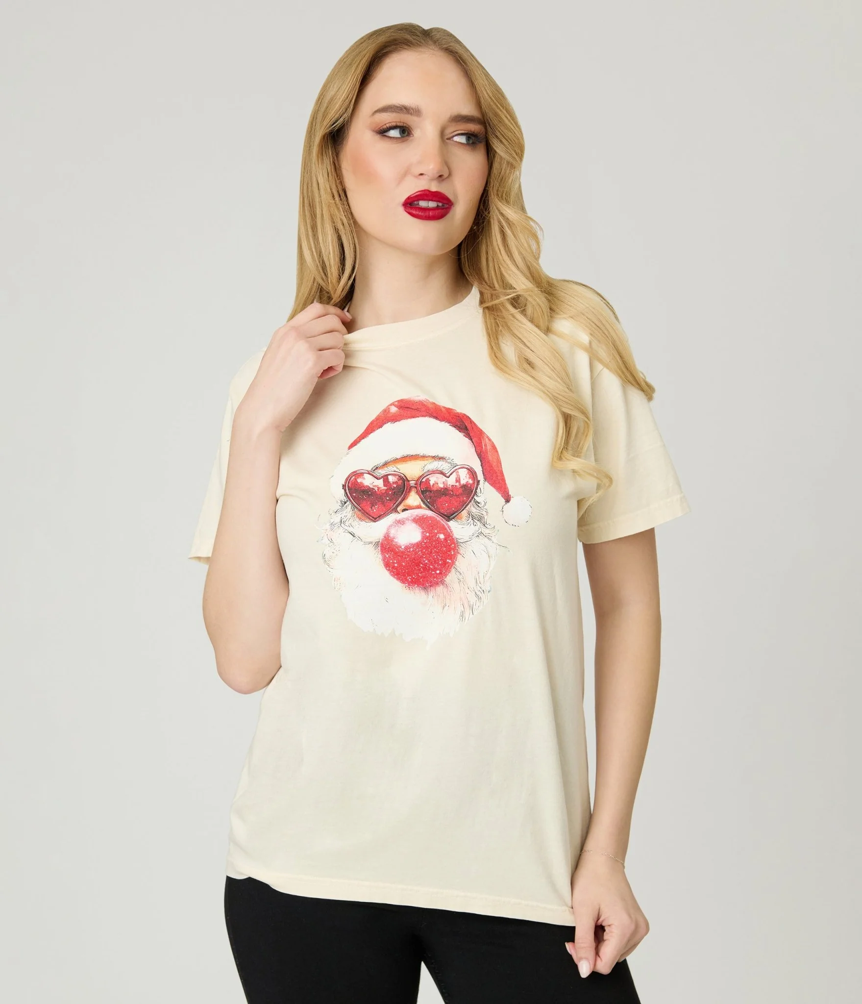 Christmas Cat Bubble Gum Unisex Graphic Tee - Image 3