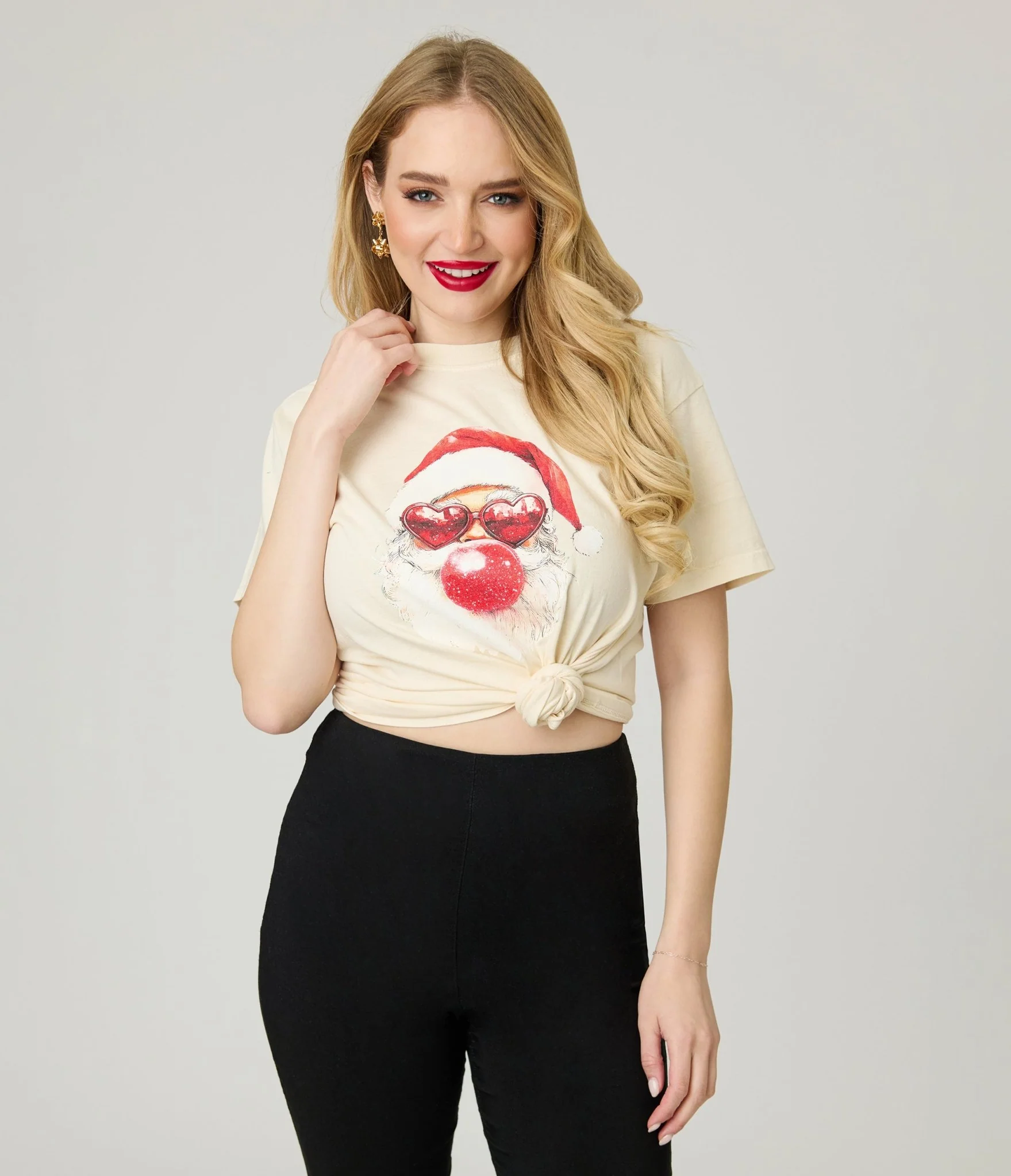 Christmas Cat Bubble Gum Unisex Graphic Tee - Image 4