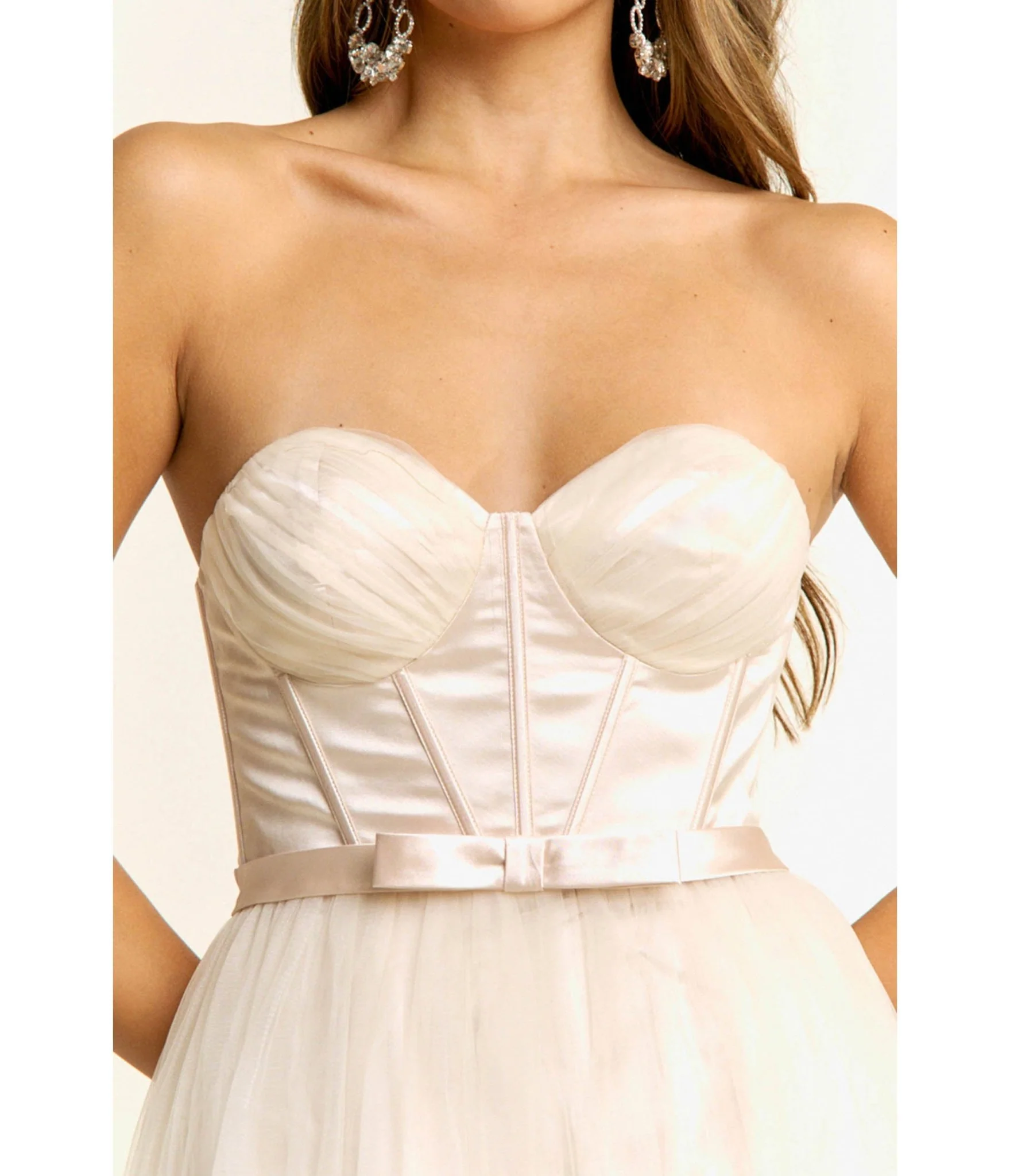 Cream Sweetheart Corset Tulle Maxi Dress - Image 4