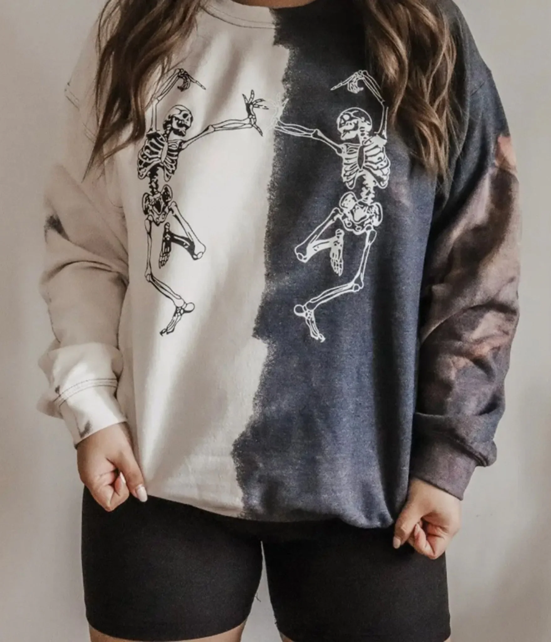 Dancing Skeletons Tie Dye Graphic Sweatshirt - Image 2