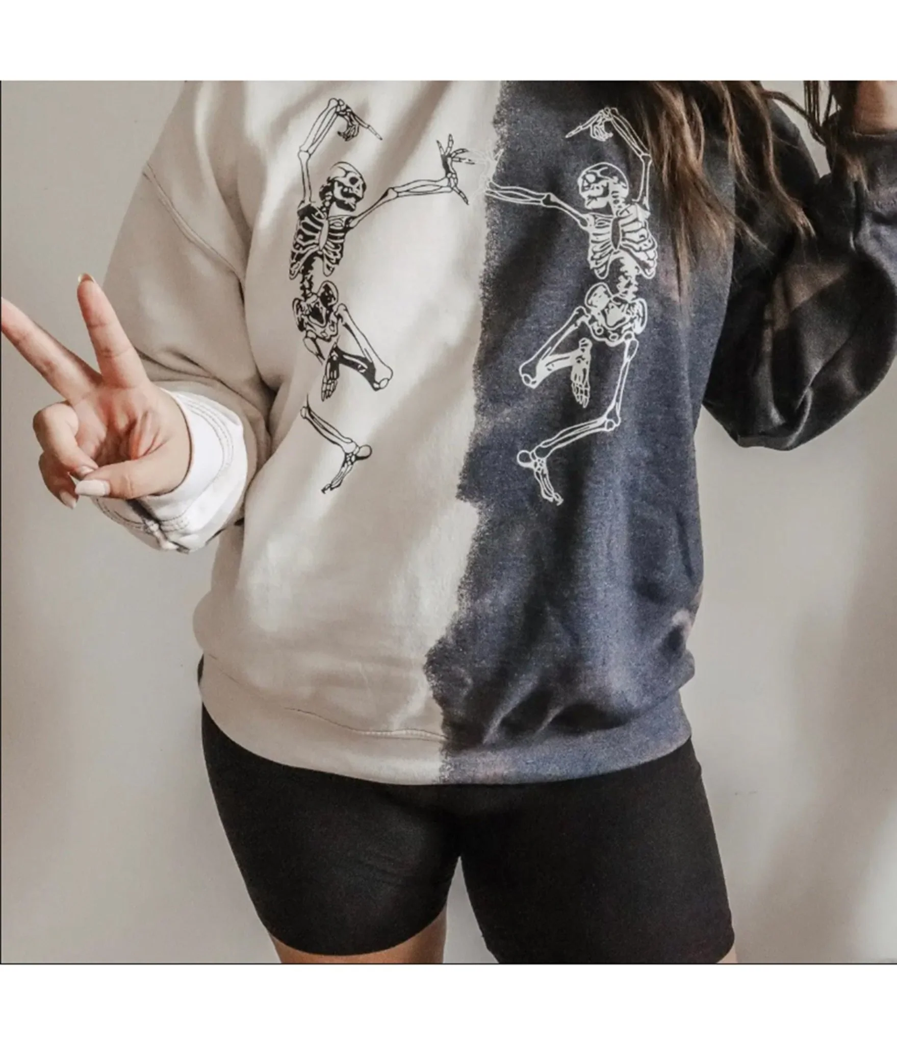 Dancing Skeletons Tie Dye Graphic Sweatshirt - Image 3
