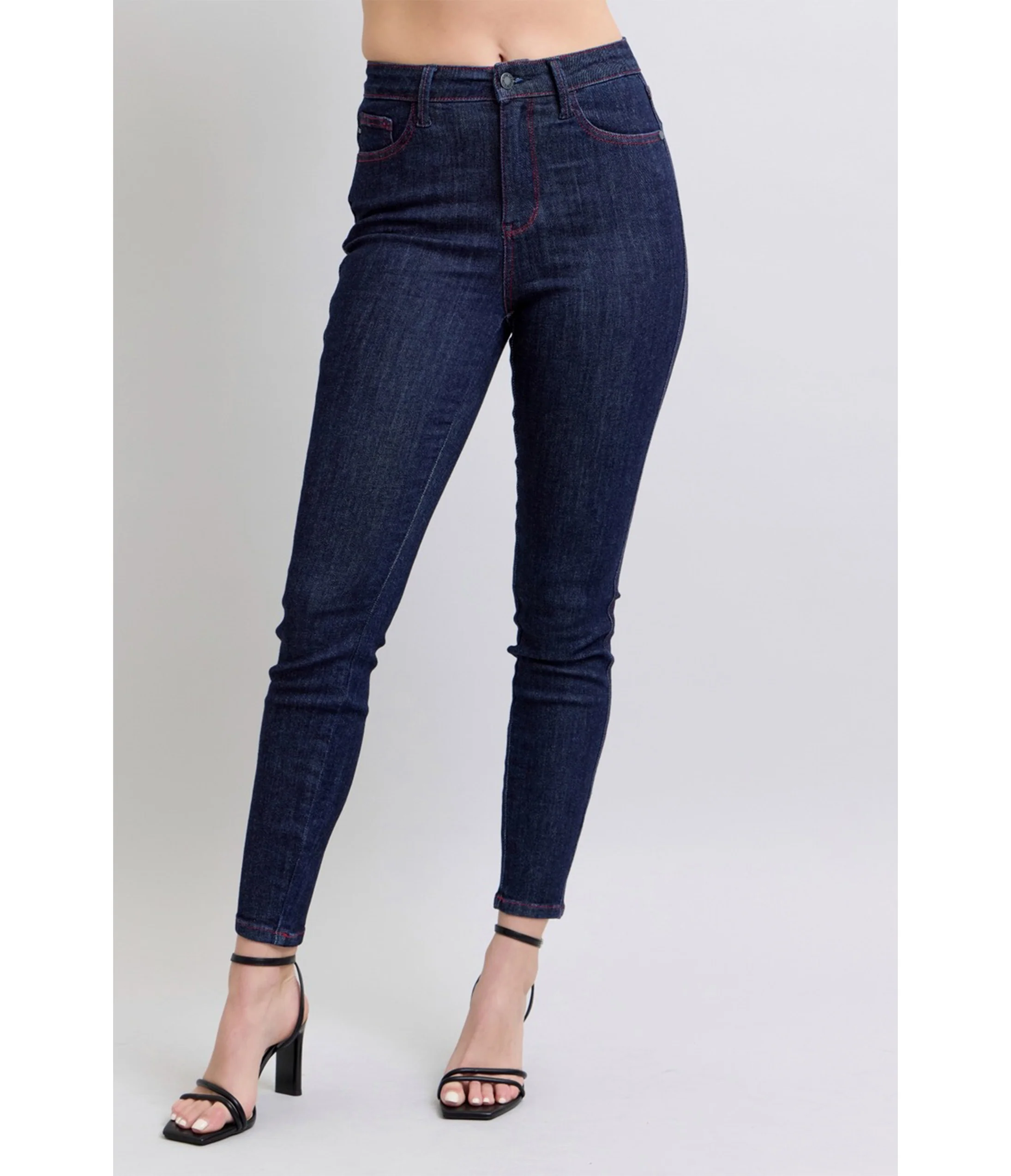 Dark Blue Denim Heart Pocket Skinny Jeans - Image 2