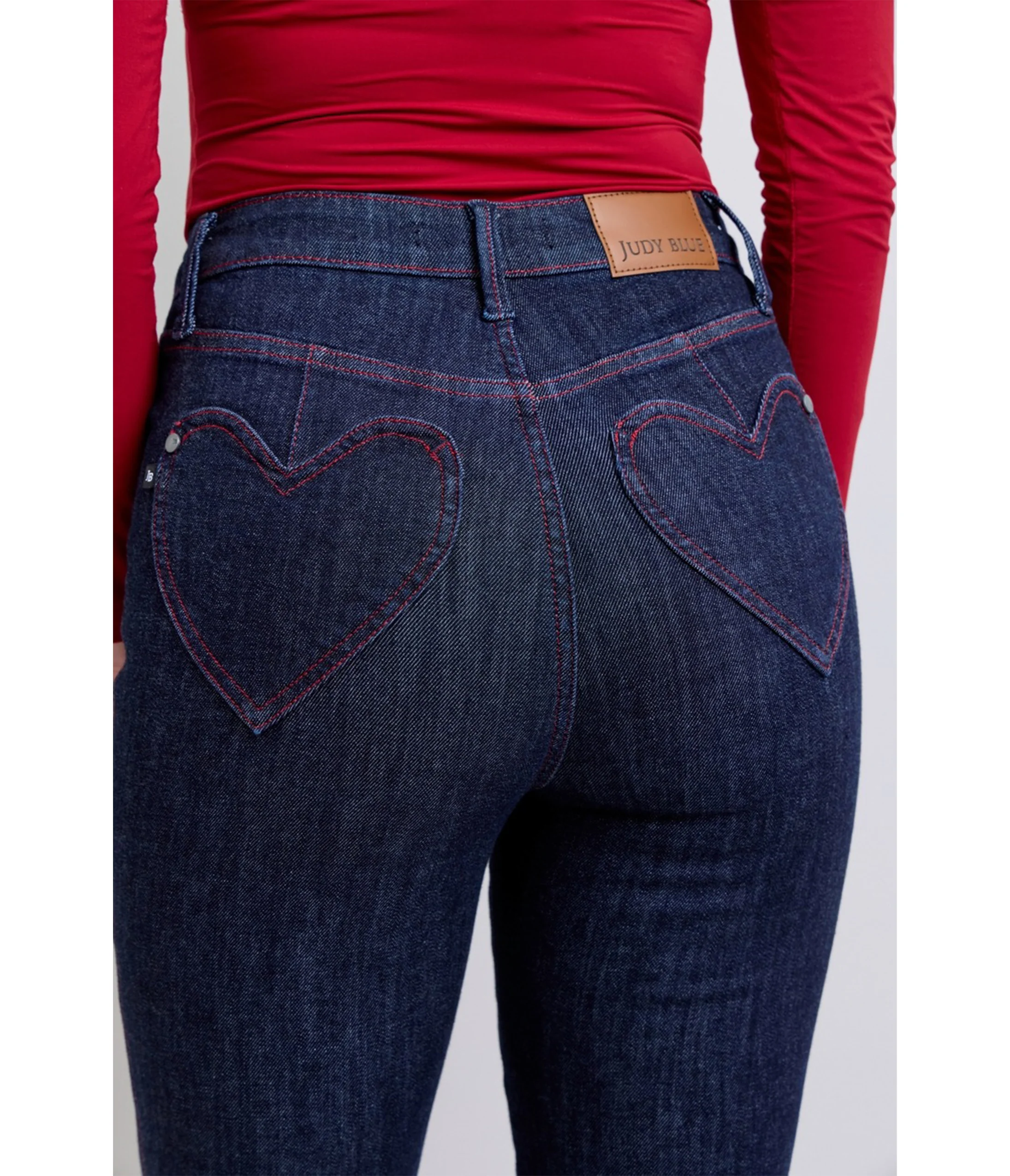 Dark Blue Denim Heart Pocket Skinny Jeans - Image 3