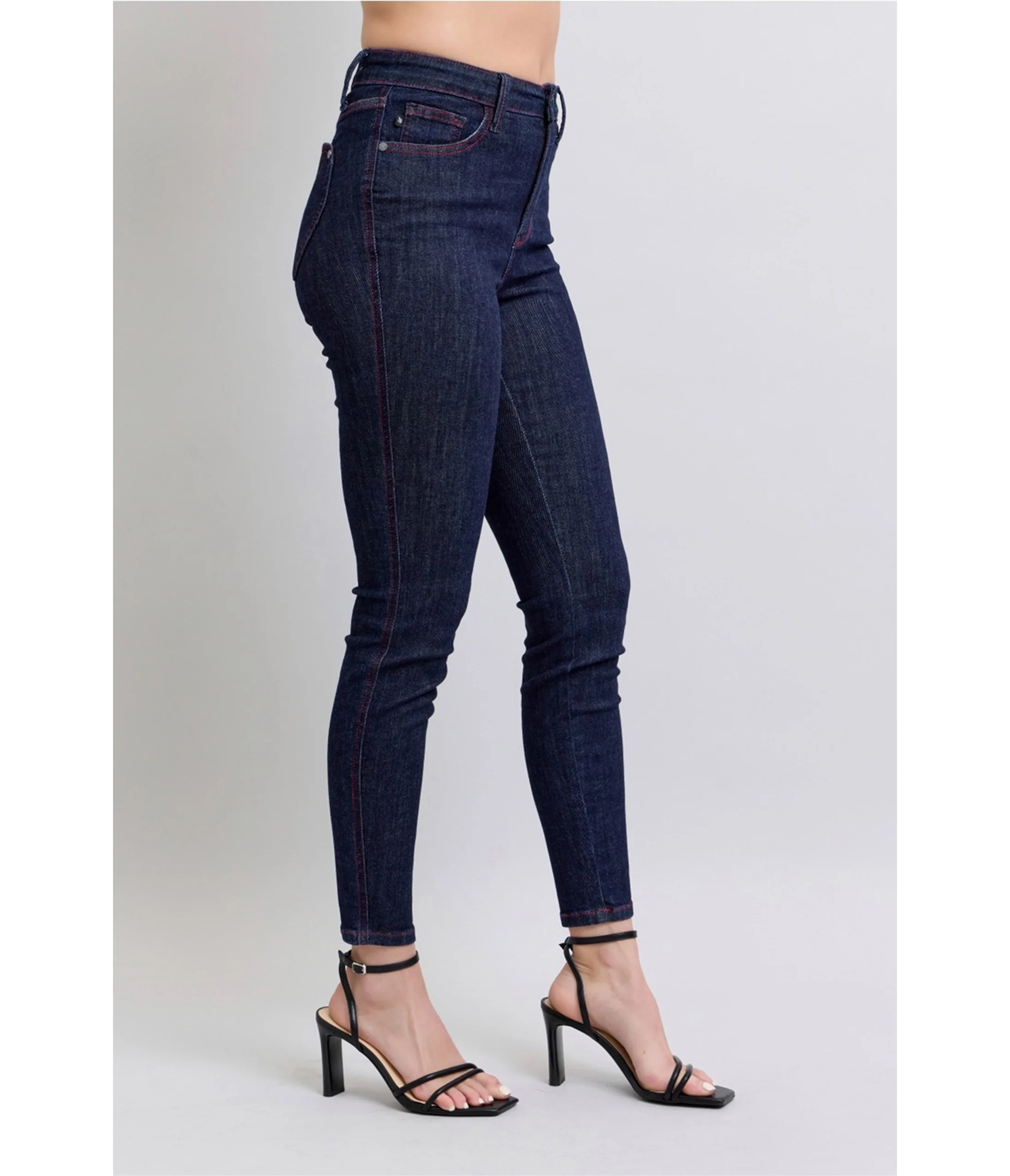 Dark Blue Denim Heart Pocket Skinny Jeans - Image 4