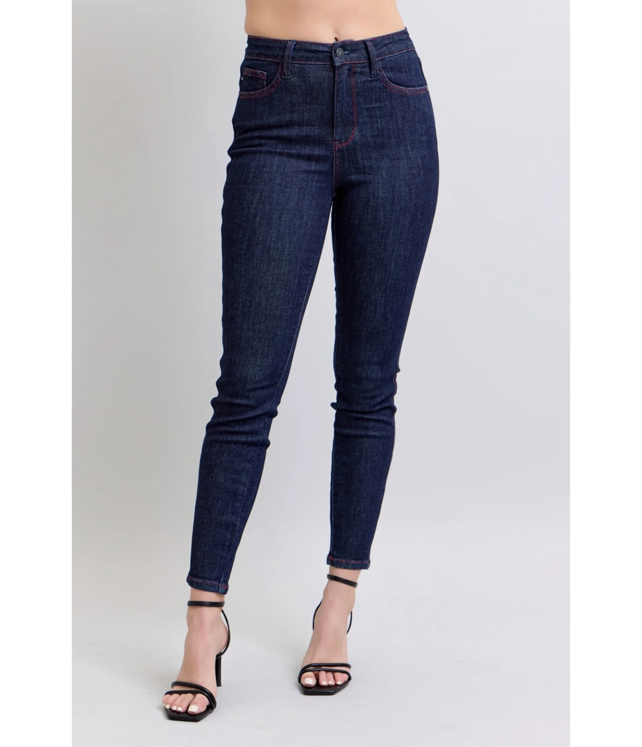 Dark Blue Denim Heart Pocket Skinny Jeans - Image 5